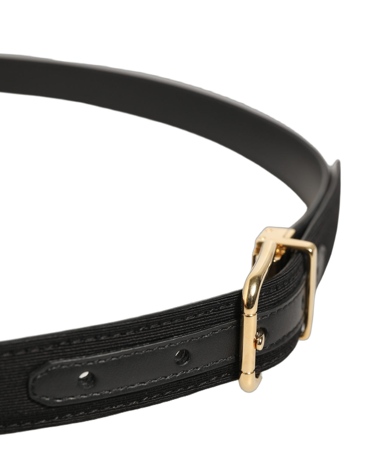 Dolce & Gabbana Black Canvas Leather Gold Metal Buckle Belt schwarz