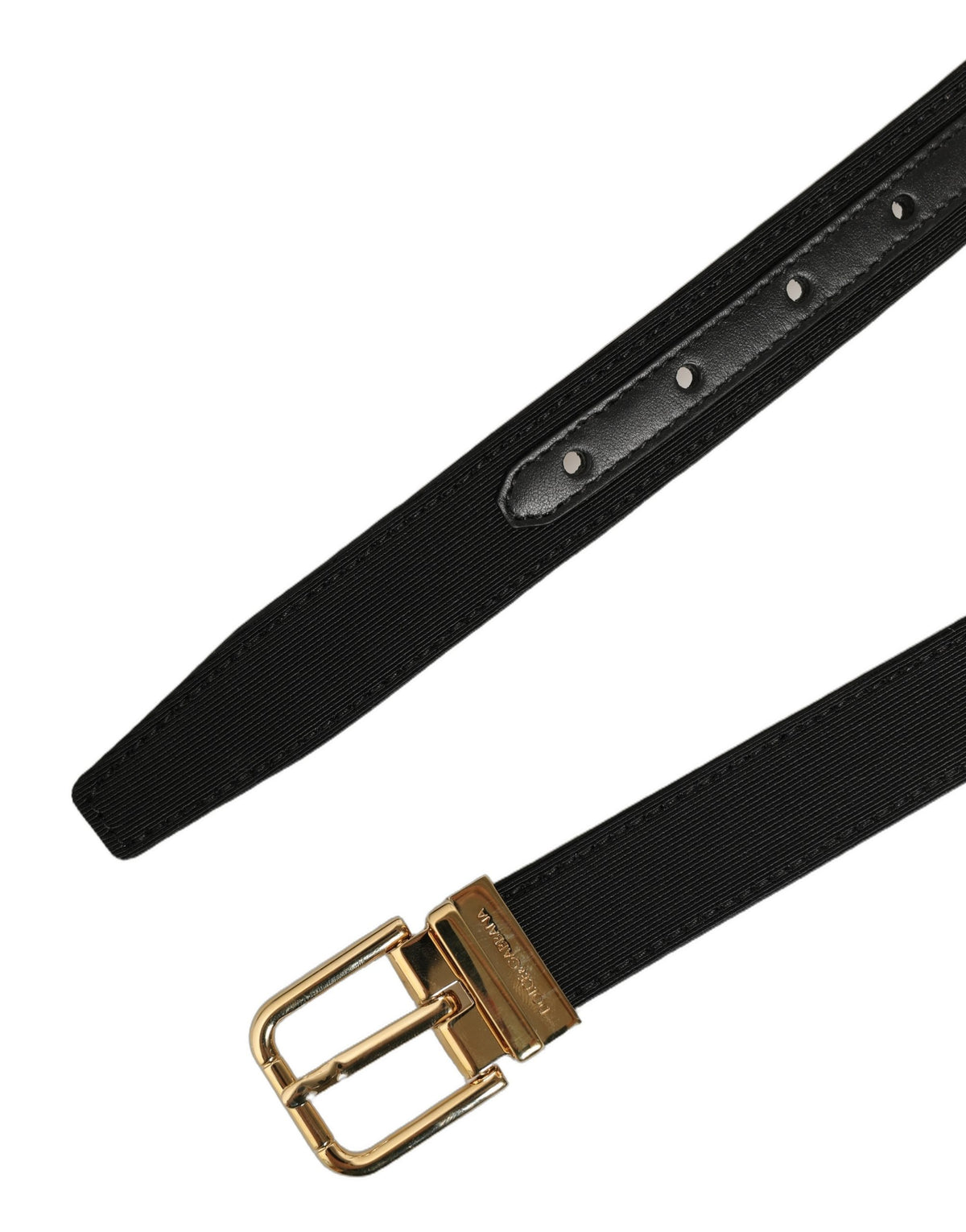 Dolce & Gabbana Black Canvas Leather Gold Metal Buckle Belt schwarz