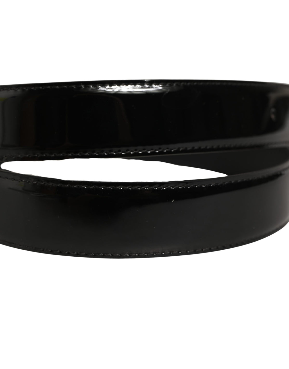 Dolce & Gabbana Black Patent Leather Gold Metal Buckle Belt schwarz