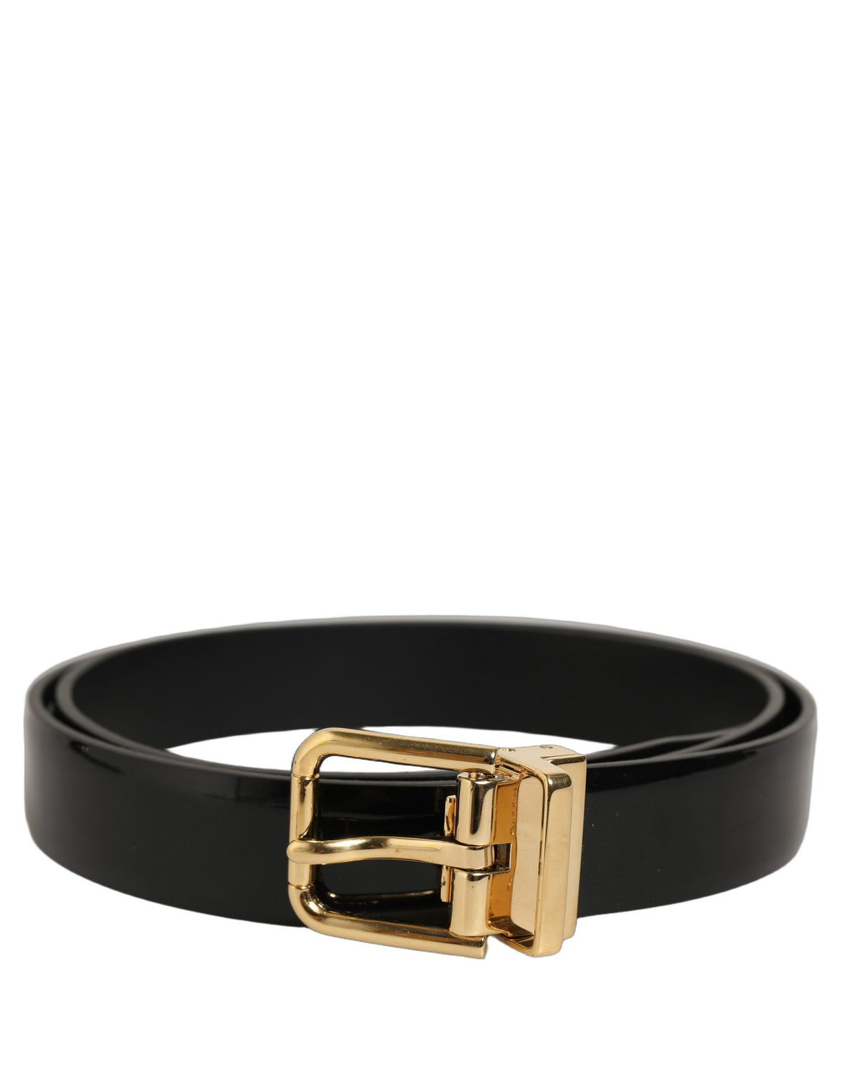 Dolce & Gabbana Black Classic Leather Gold Tone Buckle Belt schwarz