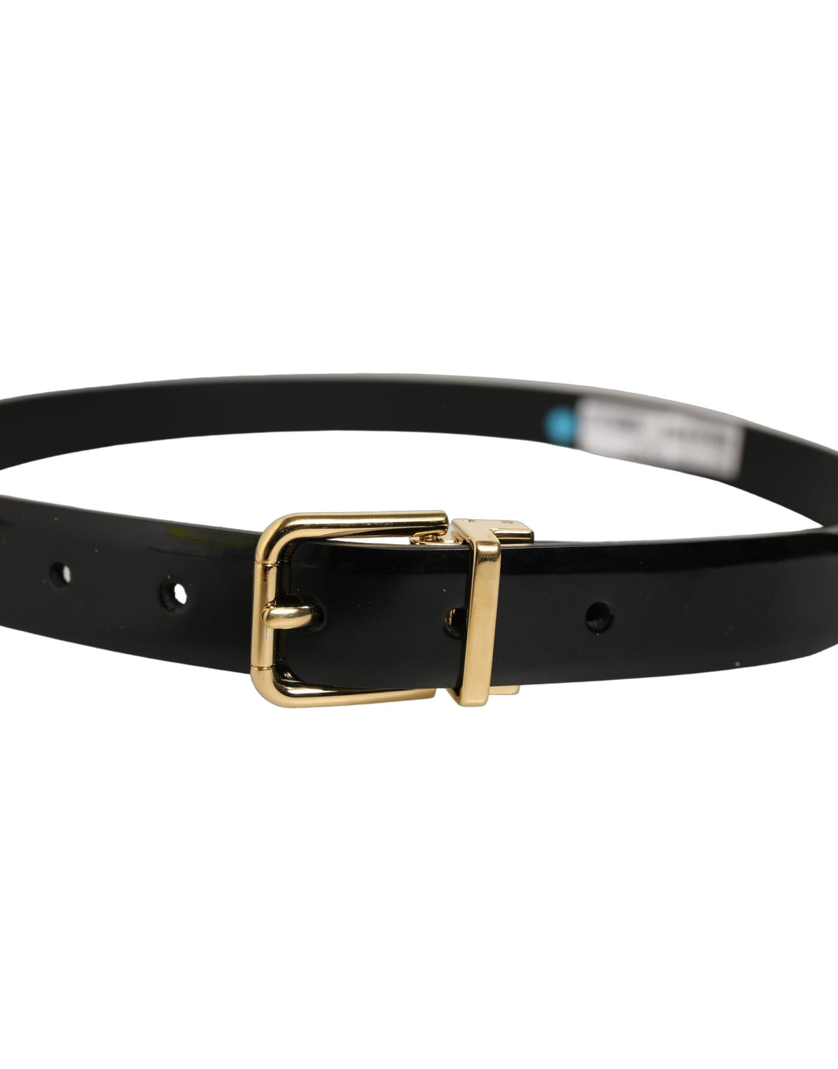 Dolce & Gabbana Black Classic Leather Gold Tone Buckle Belt schwarz