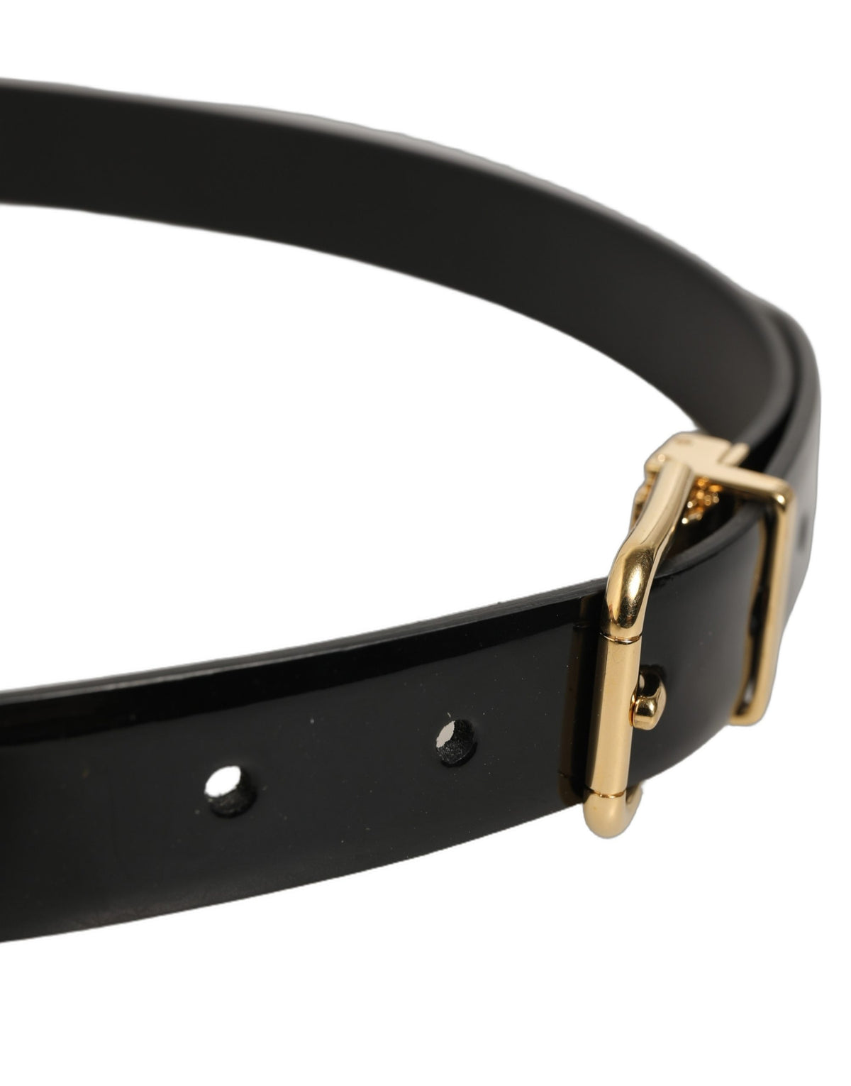 Dolce & Gabbana Black Classic Leather Gold Tone Buckle Belt schwarz