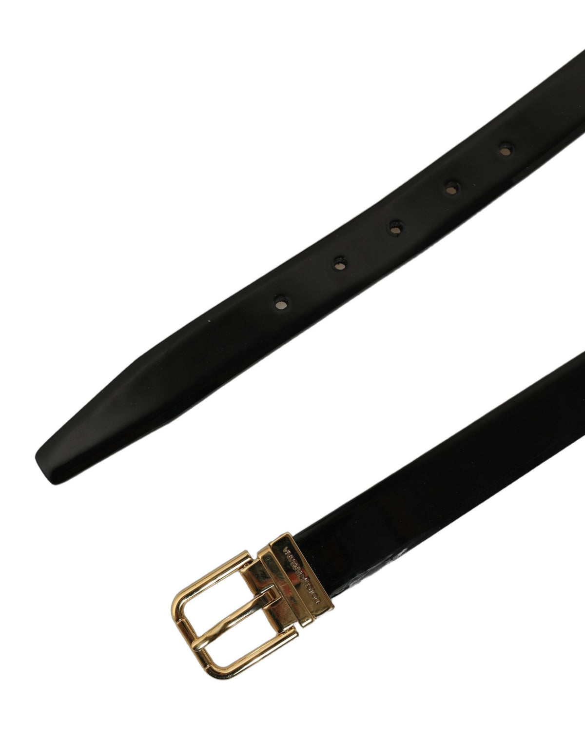 Dolce & Gabbana Black Classic Leather Gold Tone Buckle Belt schwarz