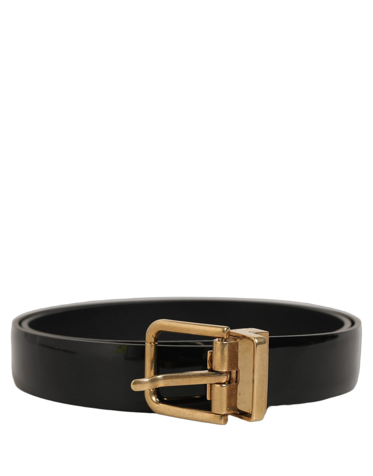 Dolce & Gabbana Black Classic Leather Gold Tone Buckle Belt schwarz
