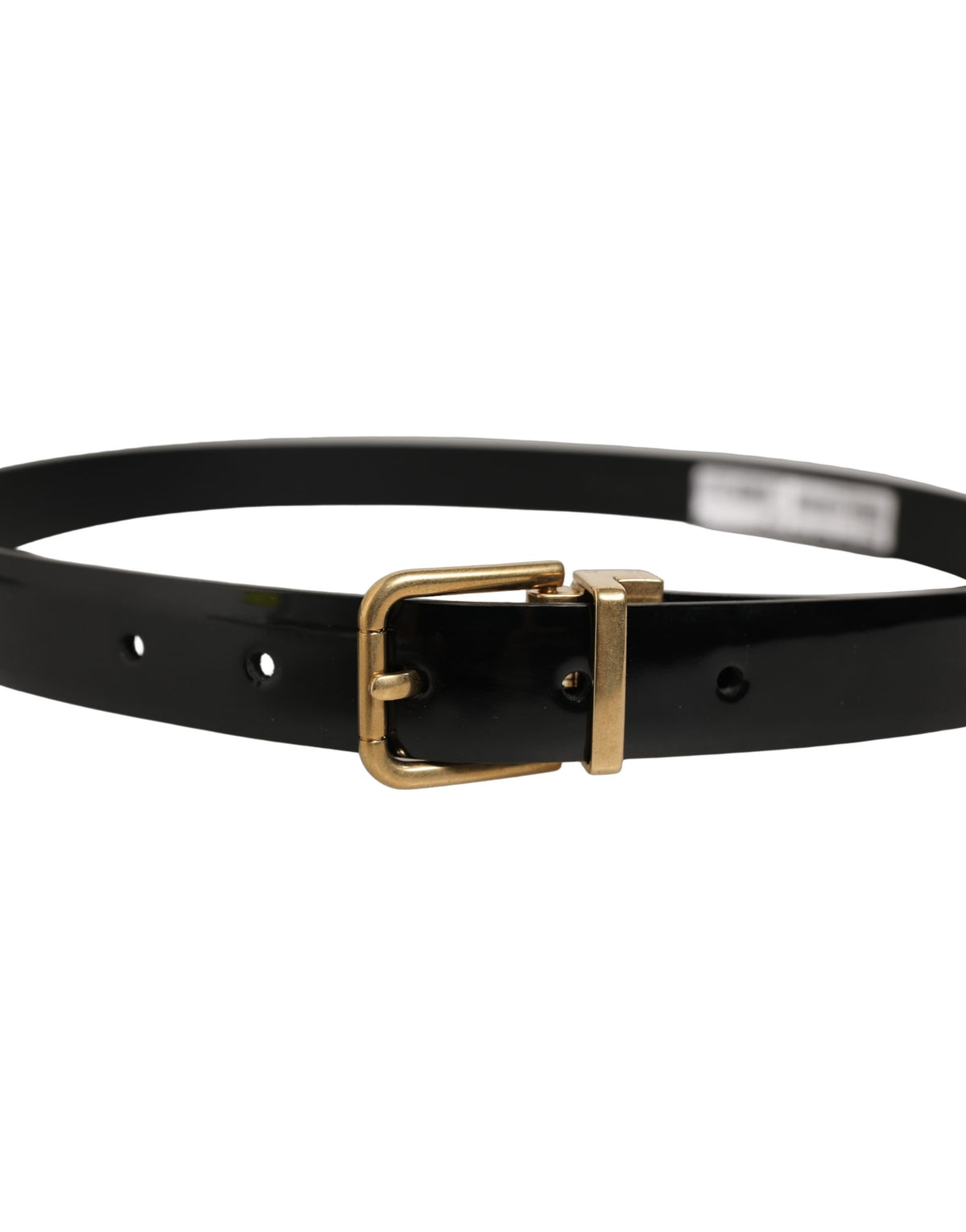 Dolce & Gabbana Black Classic Leather Gold Tone Buckle Belt schwarz