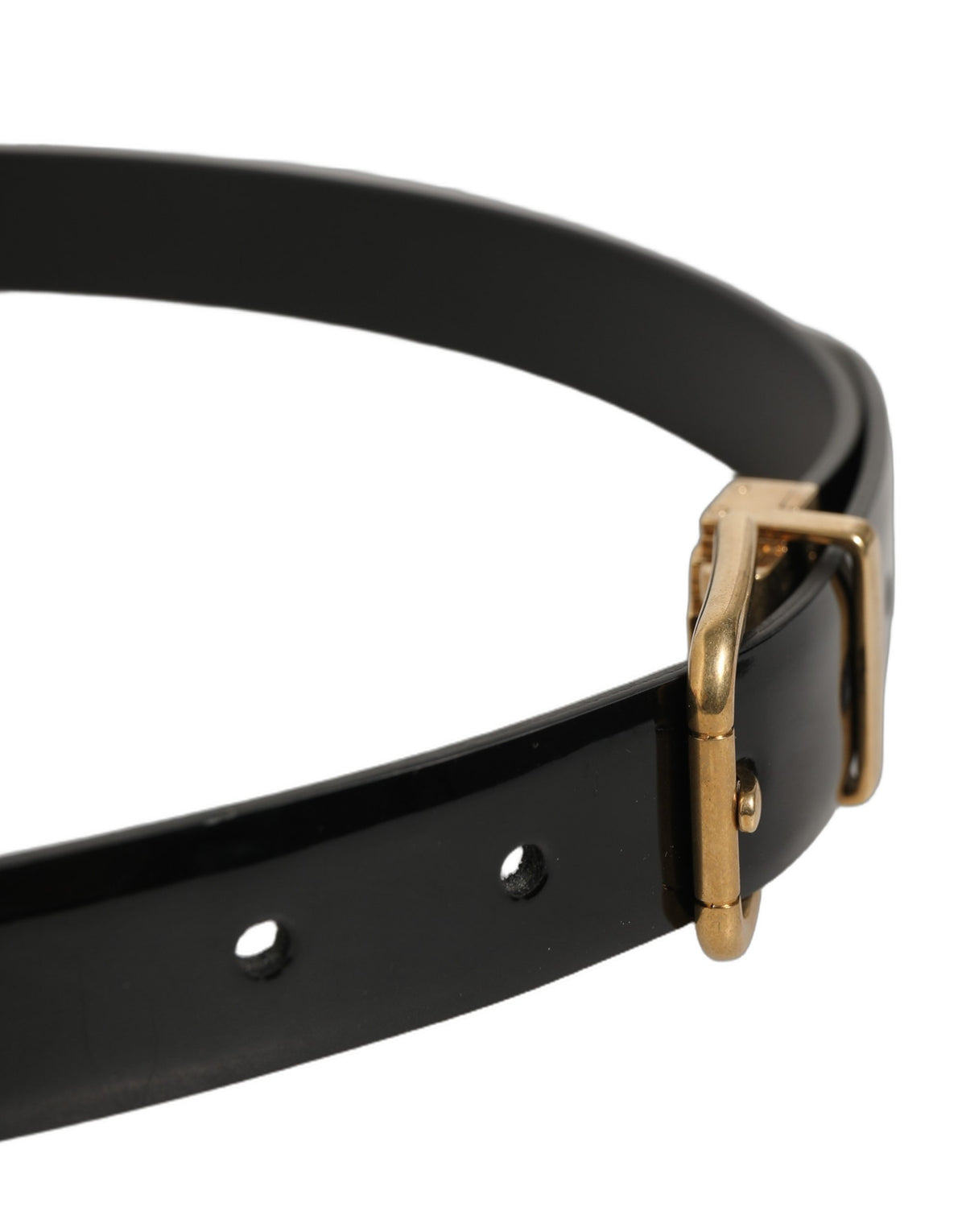 Dolce & Gabbana Black Classic Leather Gold Tone Buckle Belt schwarz