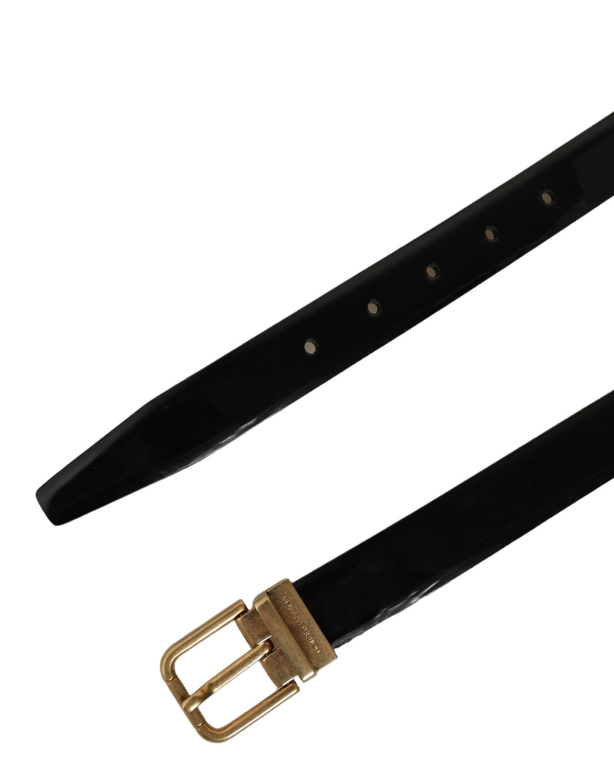 Dolce & Gabbana Black Classic Leather Gold Tone Buckle Belt schwarz