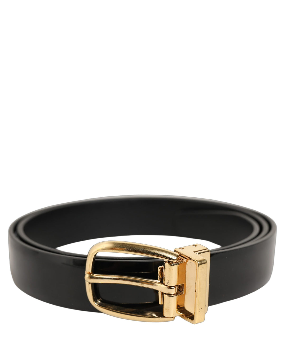 Dolce & Gabbana Black Classic Leather Gold Tone Buckle Belt schwarz
