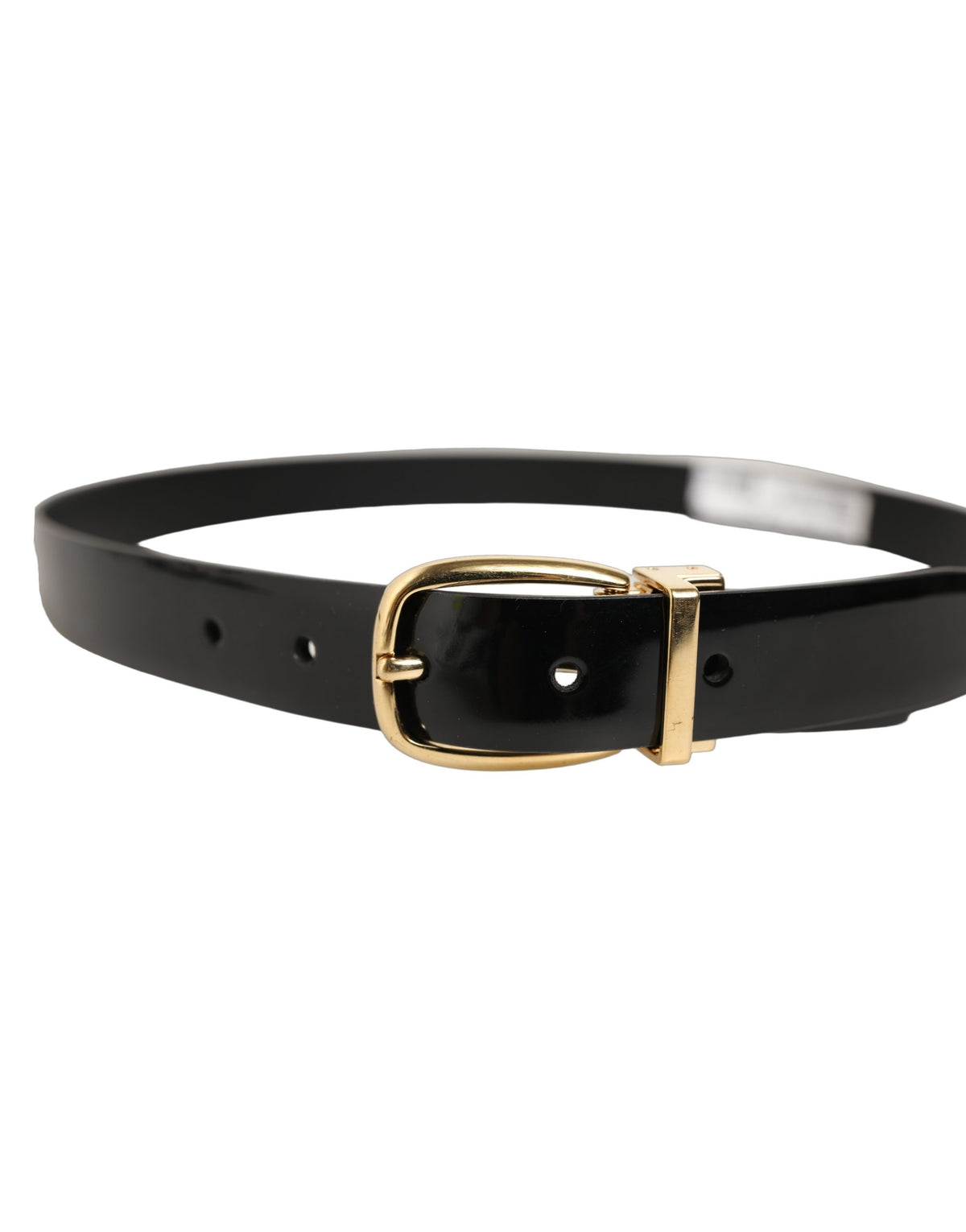 Dolce & Gabbana Black Classic Leather Gold Tone Buckle Belt schwarz