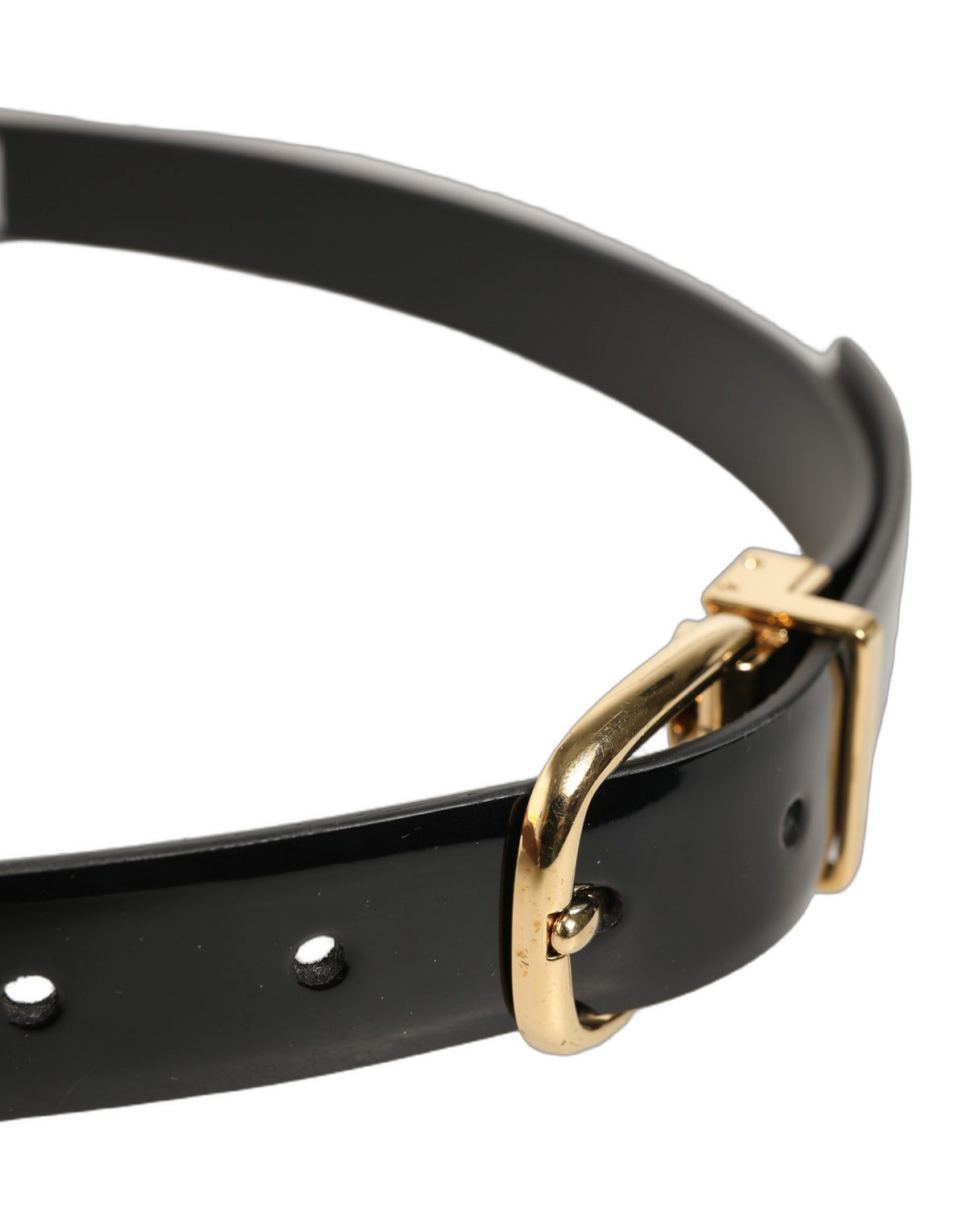 Dolce & Gabbana Black Classic Leather Gold Tone Buckle Belt schwarz