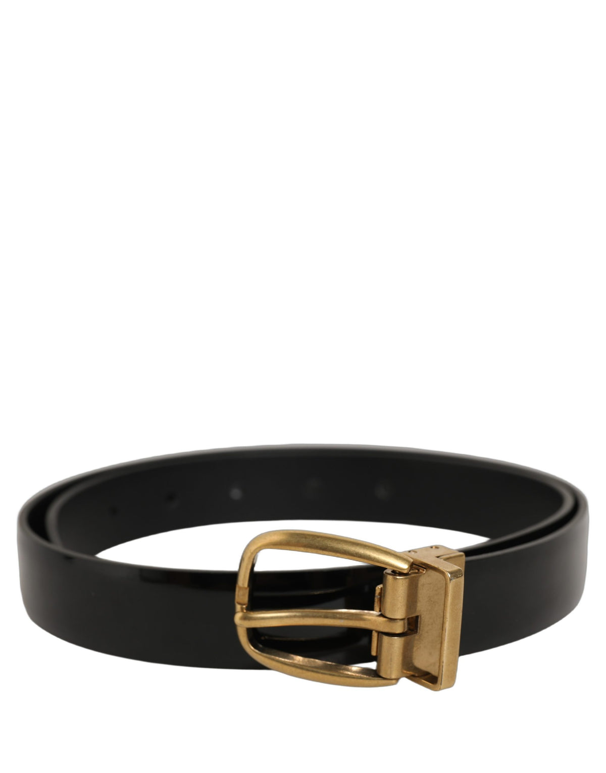 Dolce & Gabbana Black Classic Leather Gold Tone Buckle Belt schwarz