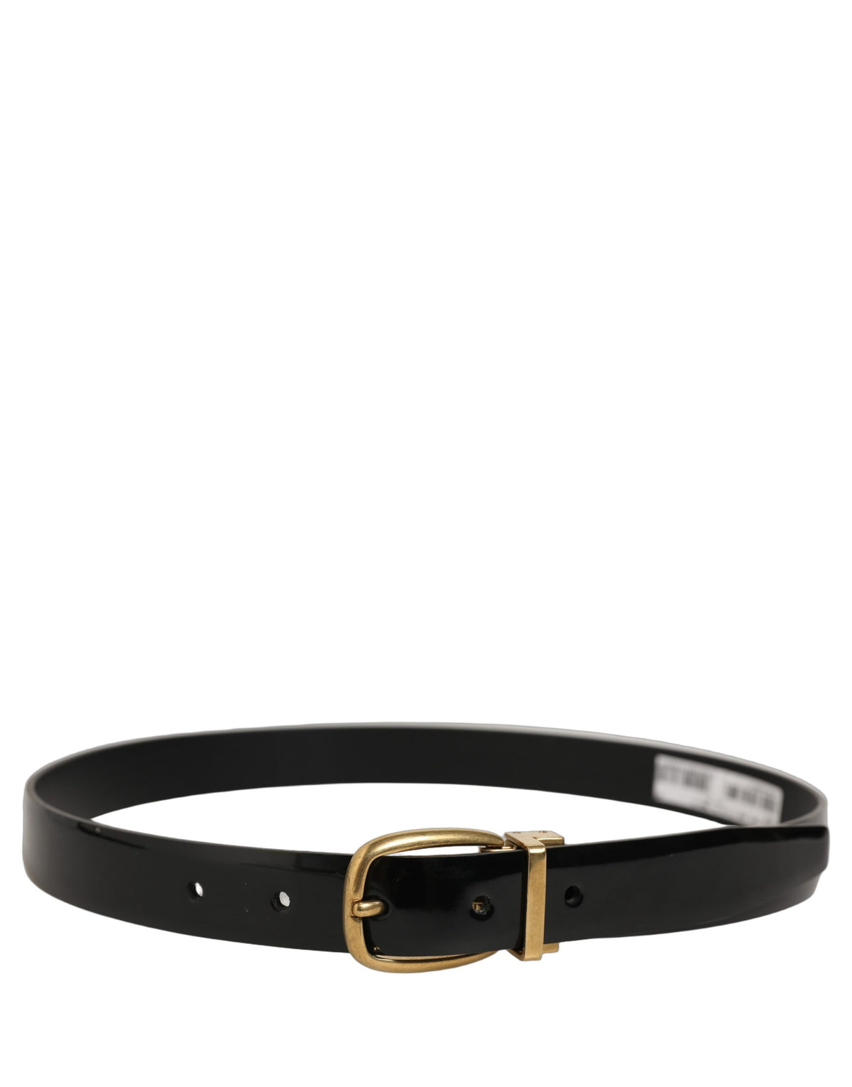 Dolce & Gabbana Black Classic Leather Gold Tone Buckle Belt schwarz