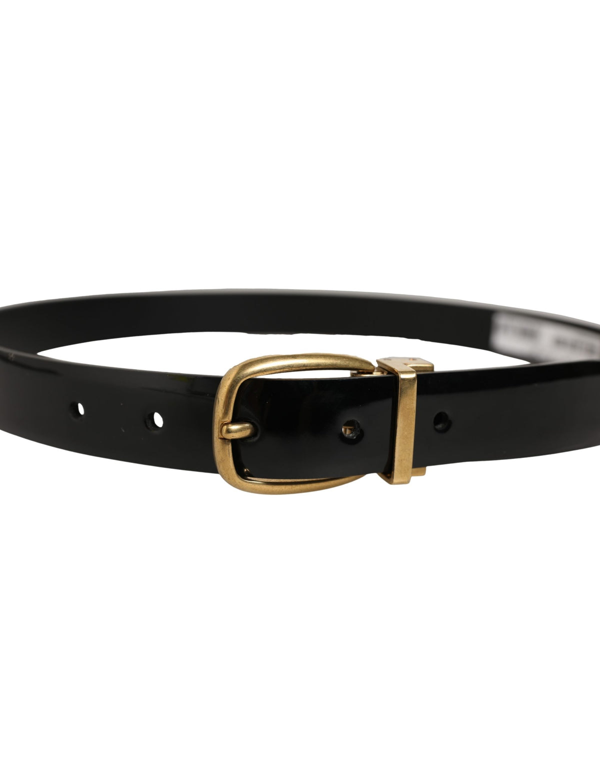 Dolce & Gabbana Black Classic Leather Gold Tone Buckle Belt schwarz
