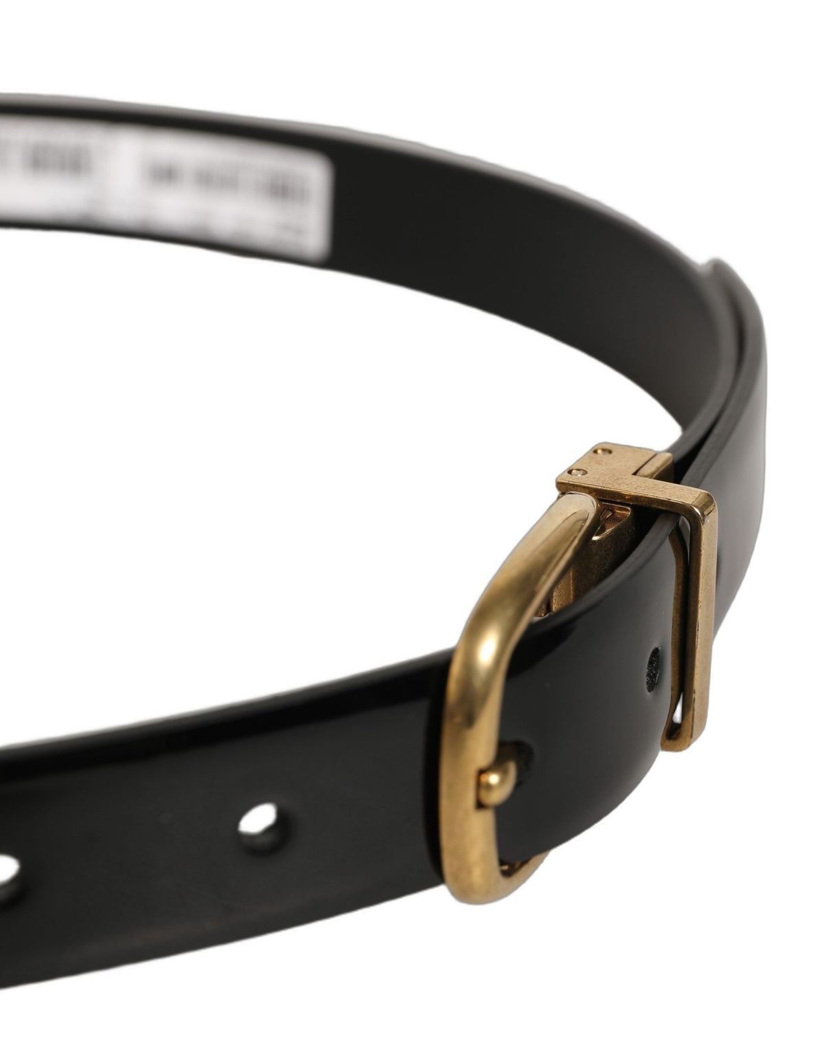 Dolce & Gabbana Black Classic Leather Gold Tone Buckle Belt schwarz