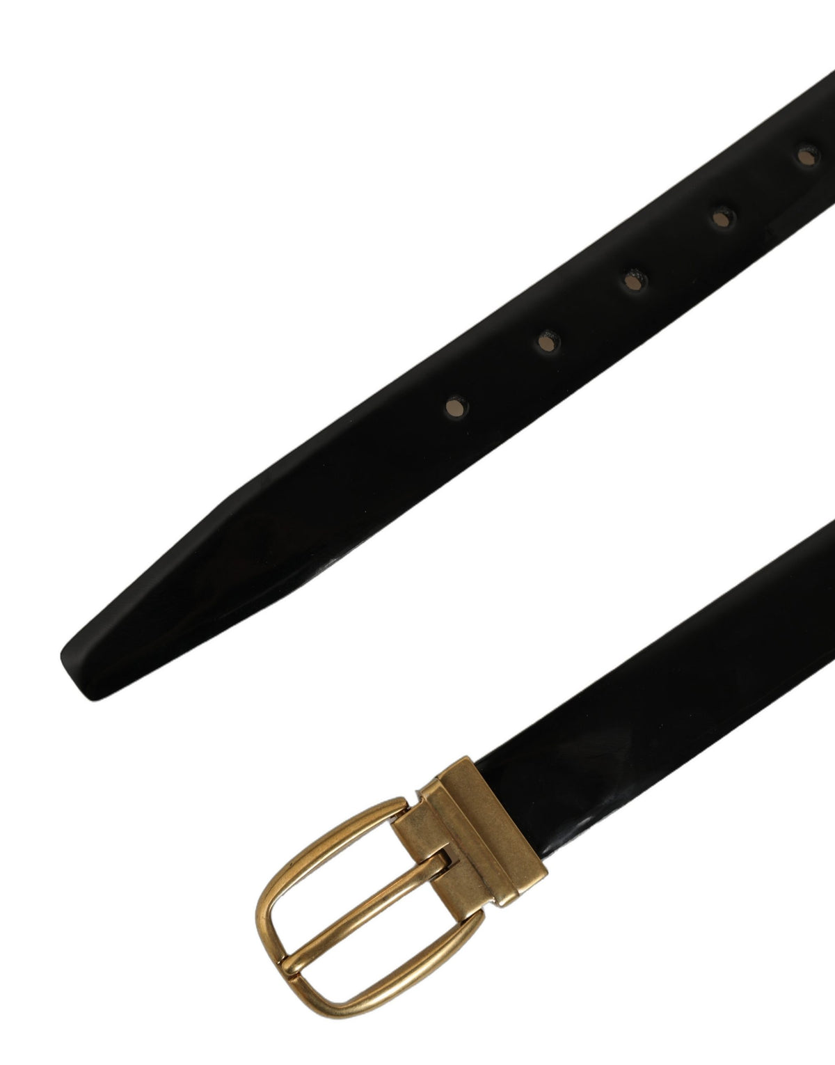 Dolce & Gabbana Black Classic Leather Gold Tone Buckle Belt schwarz