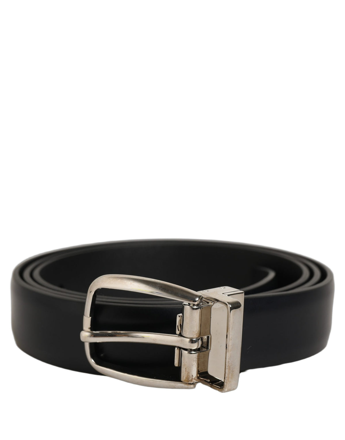 Dolce & Gabbana Blue Leather Silver Metal Buckle Belt marineblau