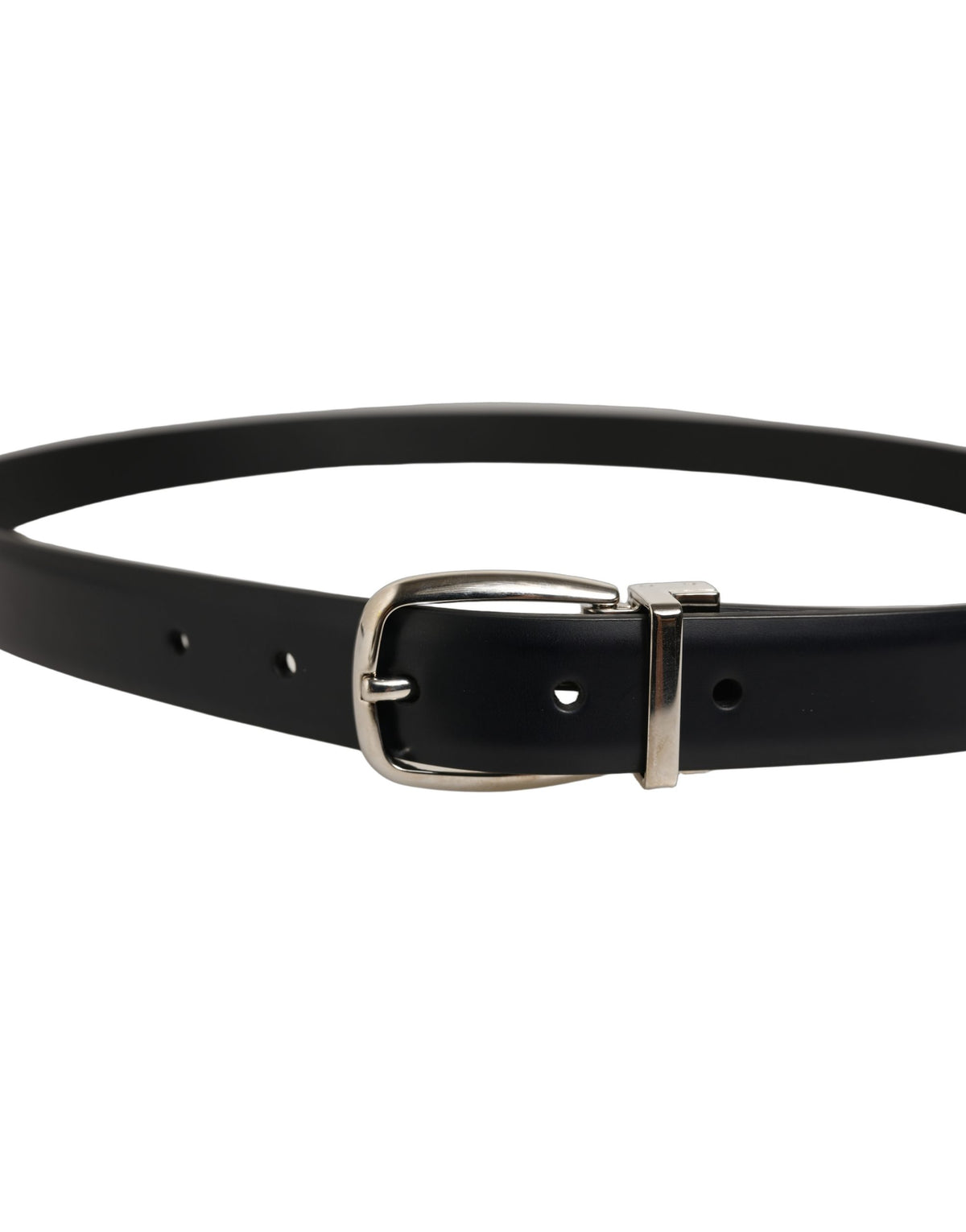 Dolce & Gabbana Blue Leather Silver Metal Buckle Belt marineblau