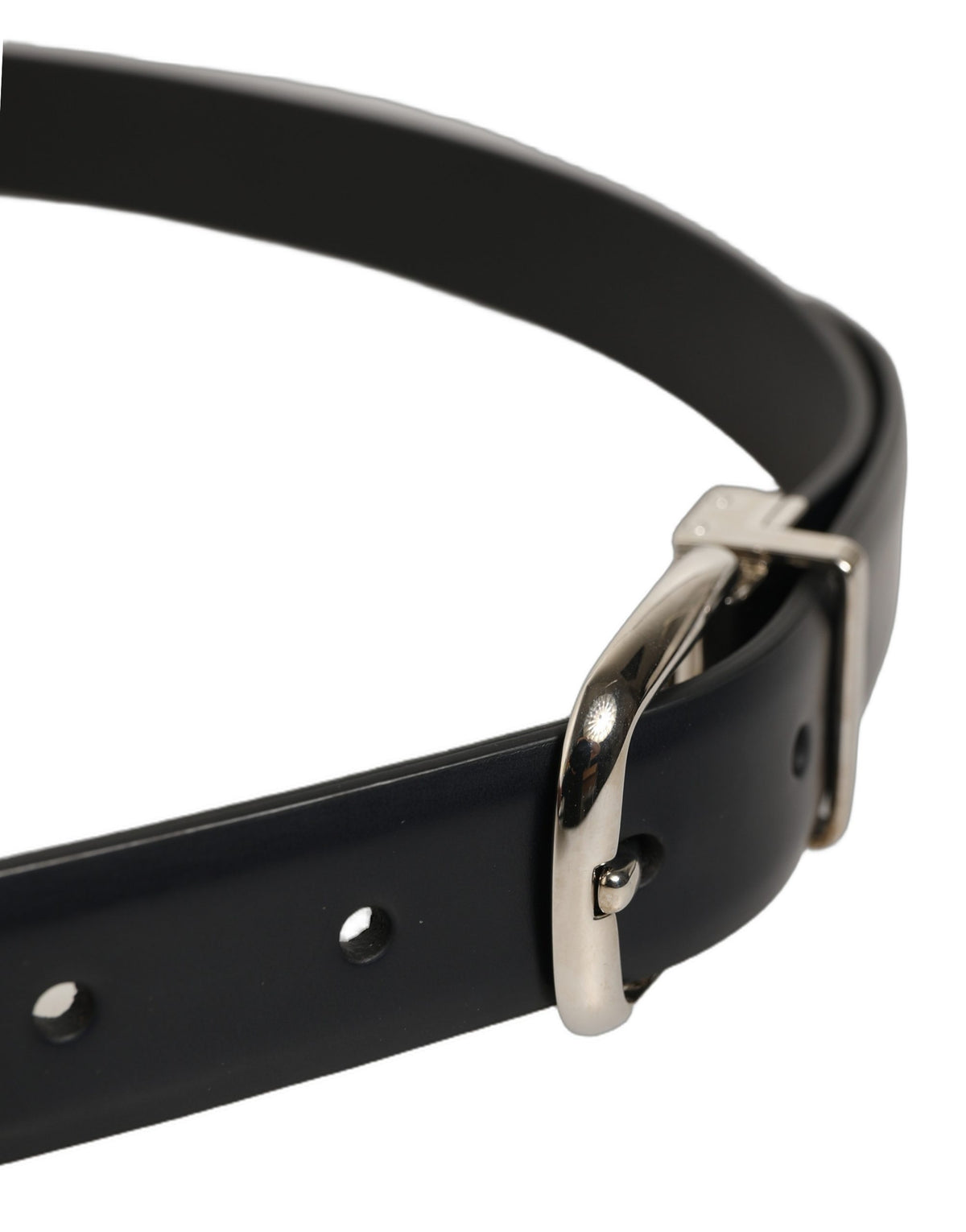 Dolce & Gabbana Blue Leather Silver Metal Buckle Belt marineblau