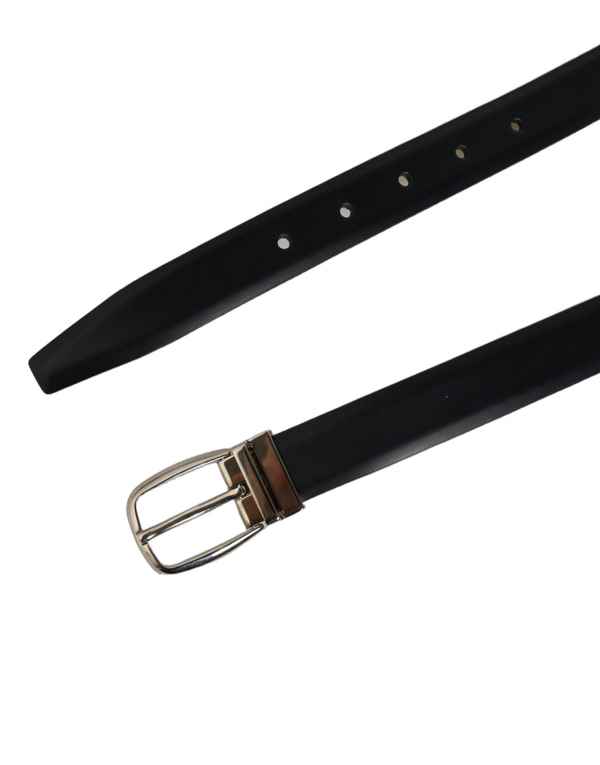 Dolce & Gabbana Blue Leather Silver Metal Buckle Belt marineblau