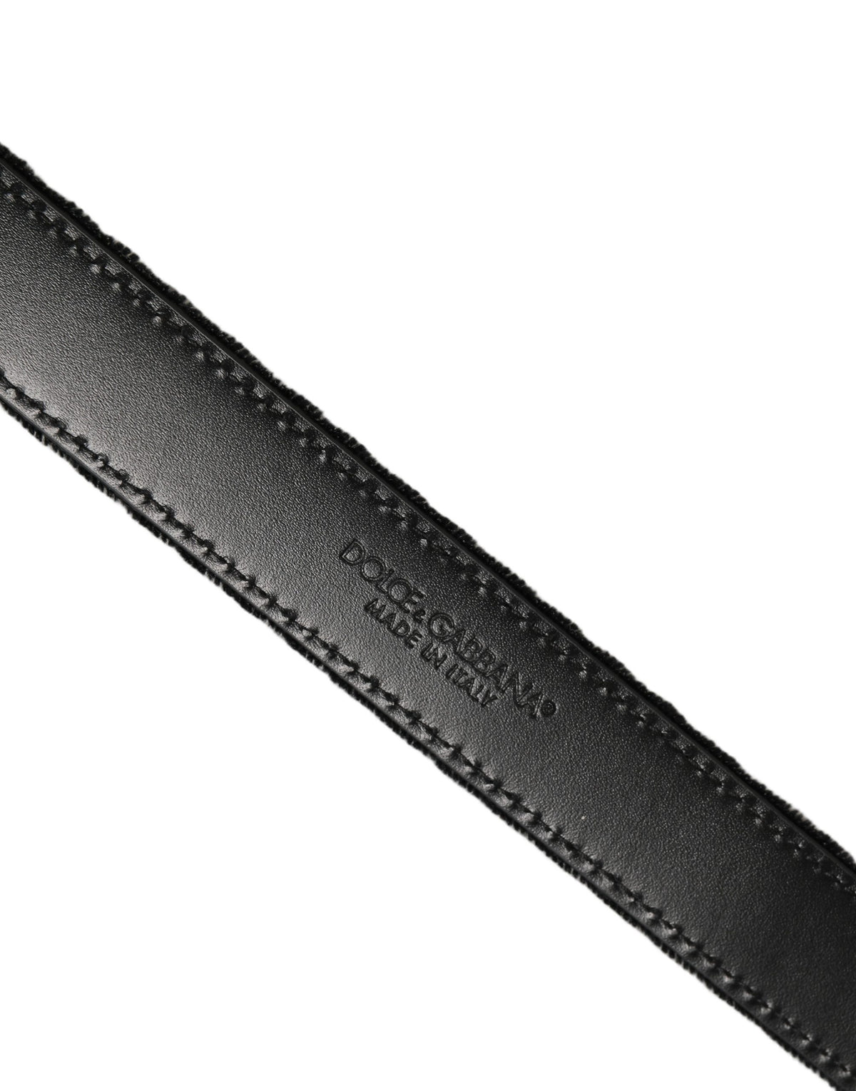 Dolce & Gabbana Black Velvet Silver Tone Metal Buckle Belt schwarz
