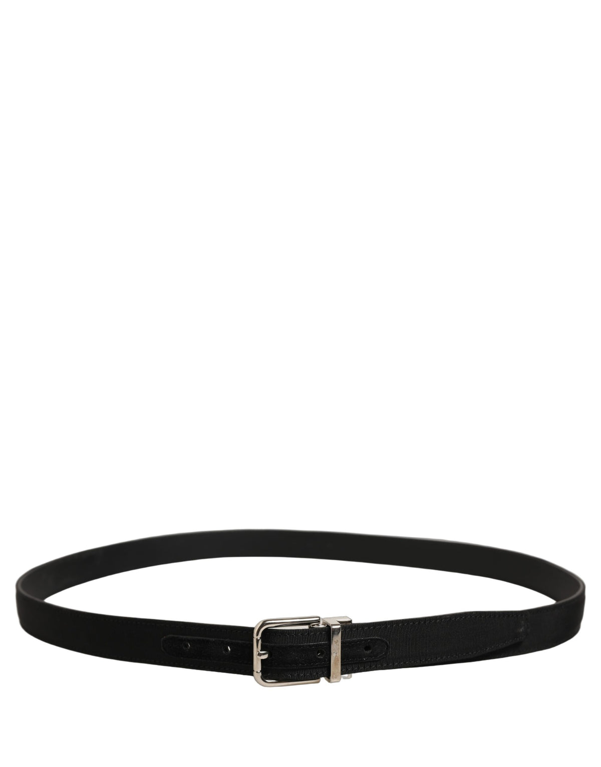 Dolce & Gabbana Black Classic Leather Silver Tone Buckle Belt schwarz