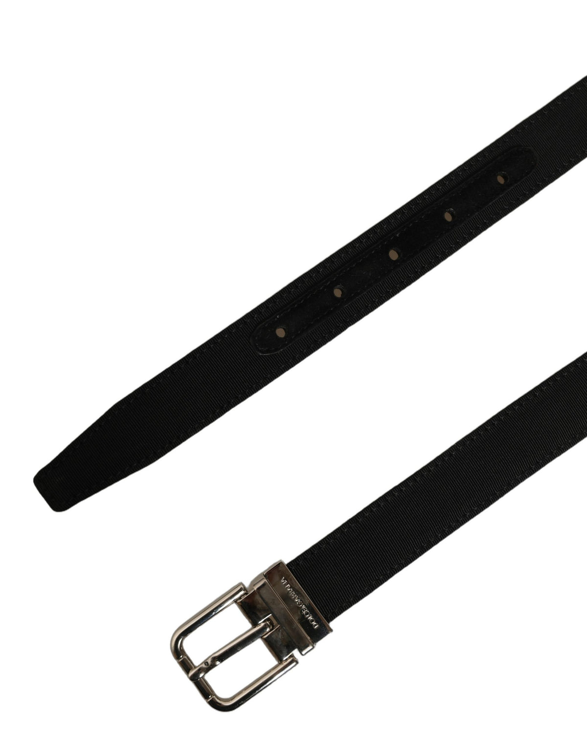 Dolce & Gabbana Black Classic Leather Silver Tone Buckle Belt schwarz