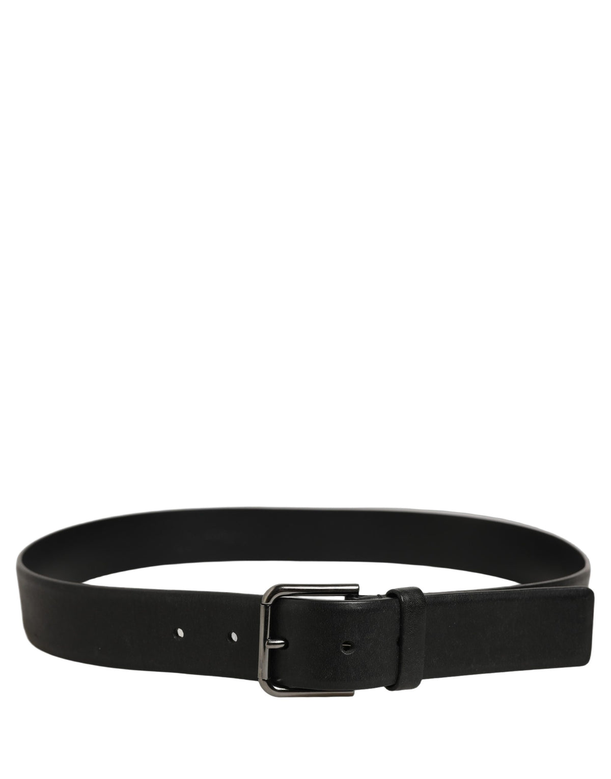 Dolce & Gabbana Black Leather Classic Silver Buckle Belt schwarz