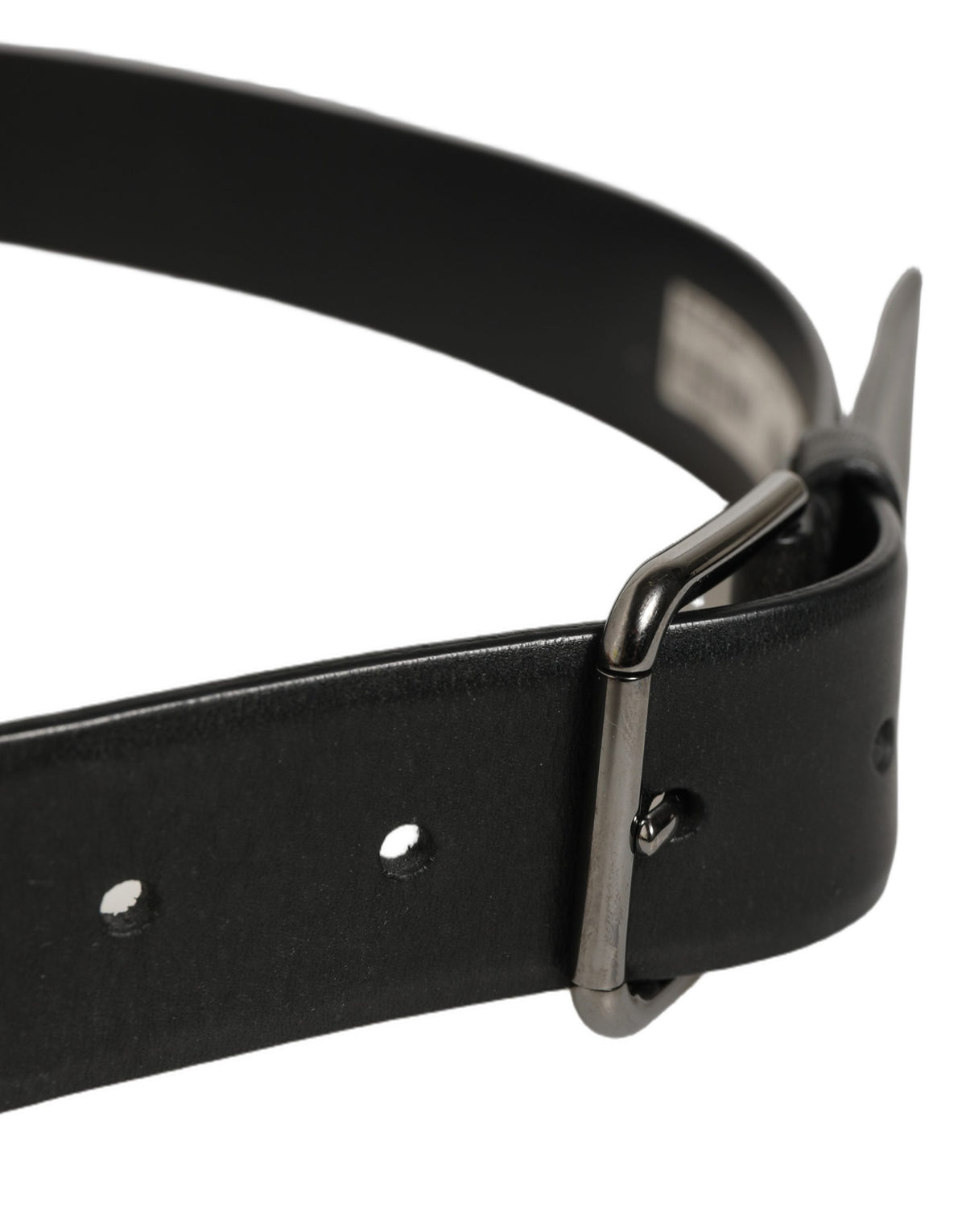 Dolce & Gabbana Black Leather Classic Silver Buckle Belt schwarz