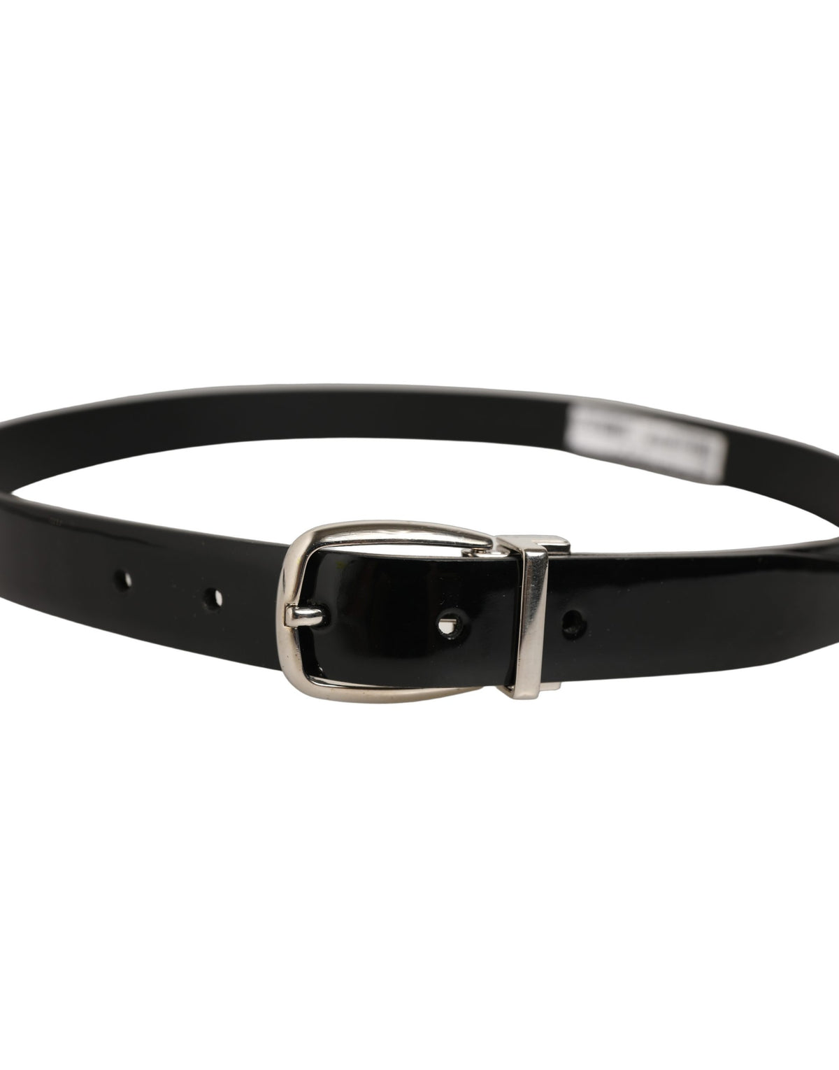 Dolce & Gabbana Black Classic Leather Silver Tone Buckle Belt schwarz