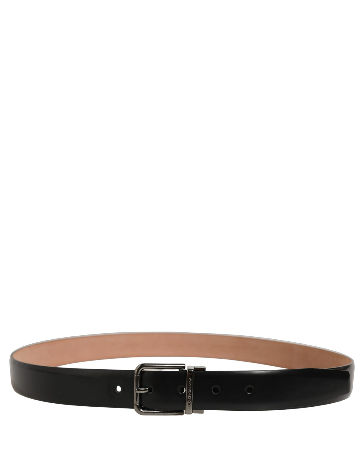 Dolce & Gabbana Black Leather Silver Metal Buckle Belt schwarz