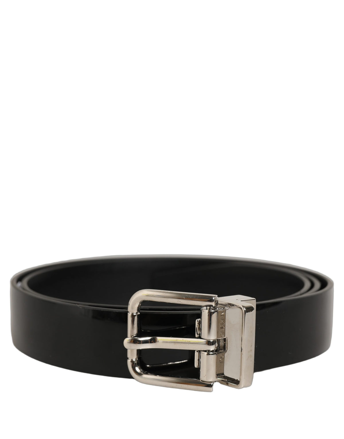 Dolce & Gabbana Black Classic Leather Silver Tone Buckle Belt schwarz
