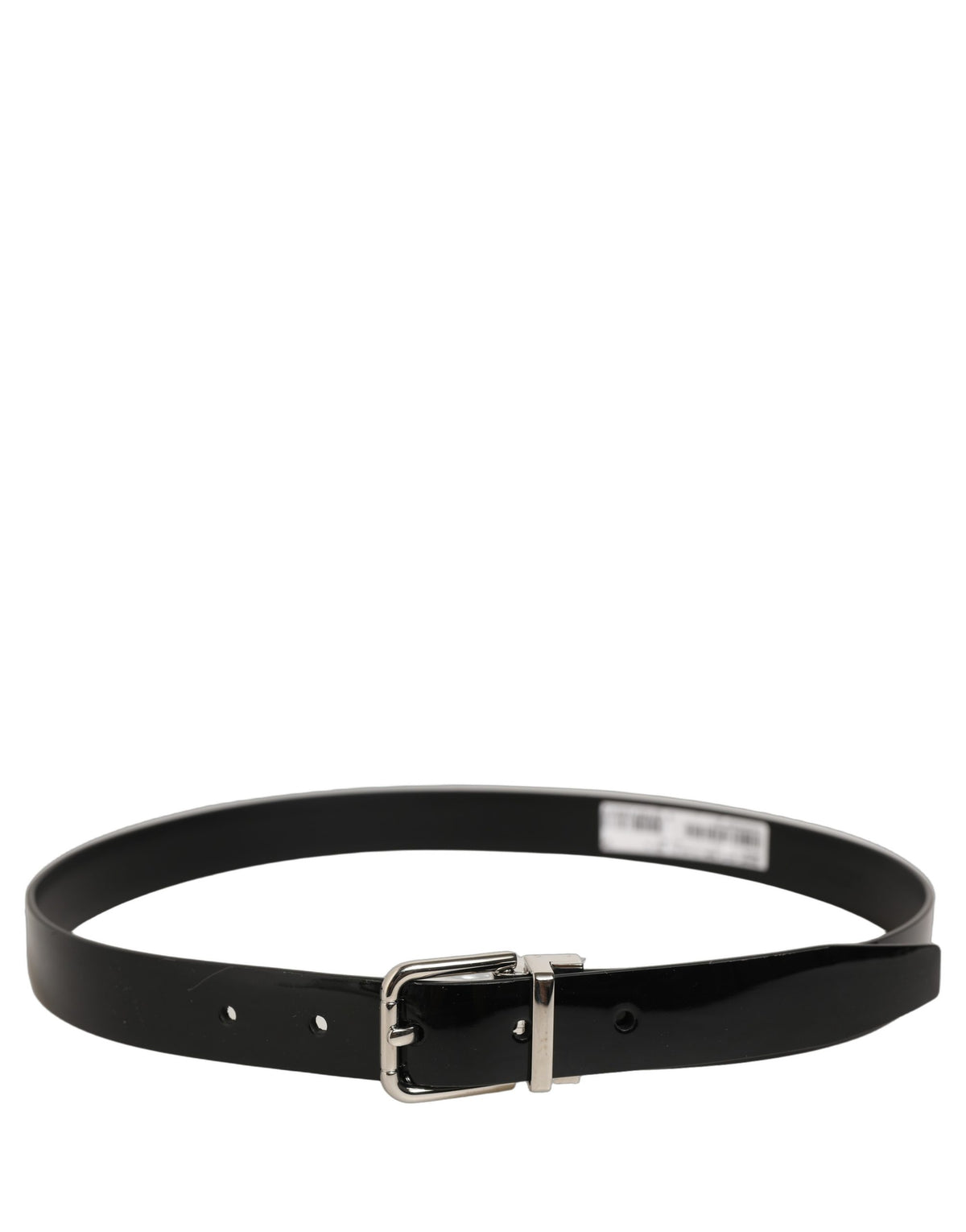 Dolce & Gabbana Black Classic Leather Silver Tone Buckle Belt schwarz