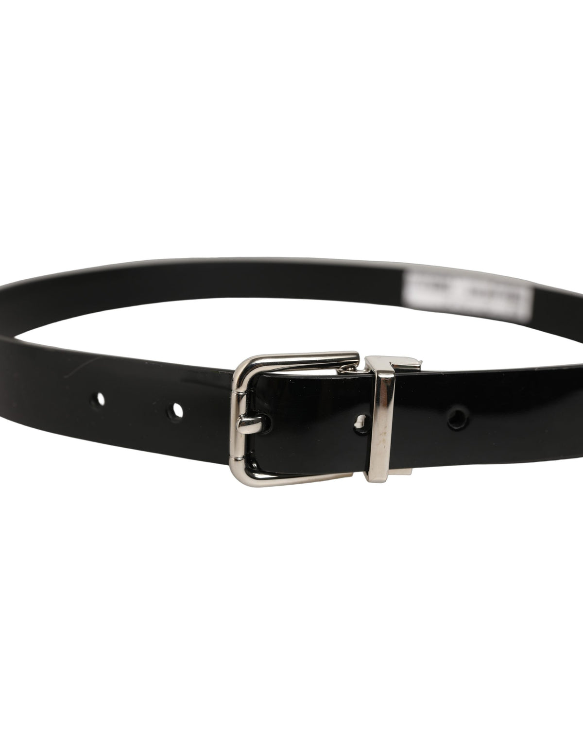 Dolce & Gabbana Black Classic Leather Silver Tone Buckle Belt schwarz