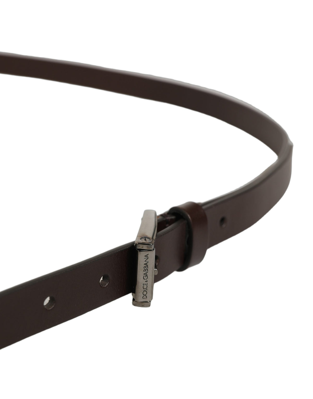 Dolce & Gabbana Brown Leather Double Wrap Metal Buckle Belt braun