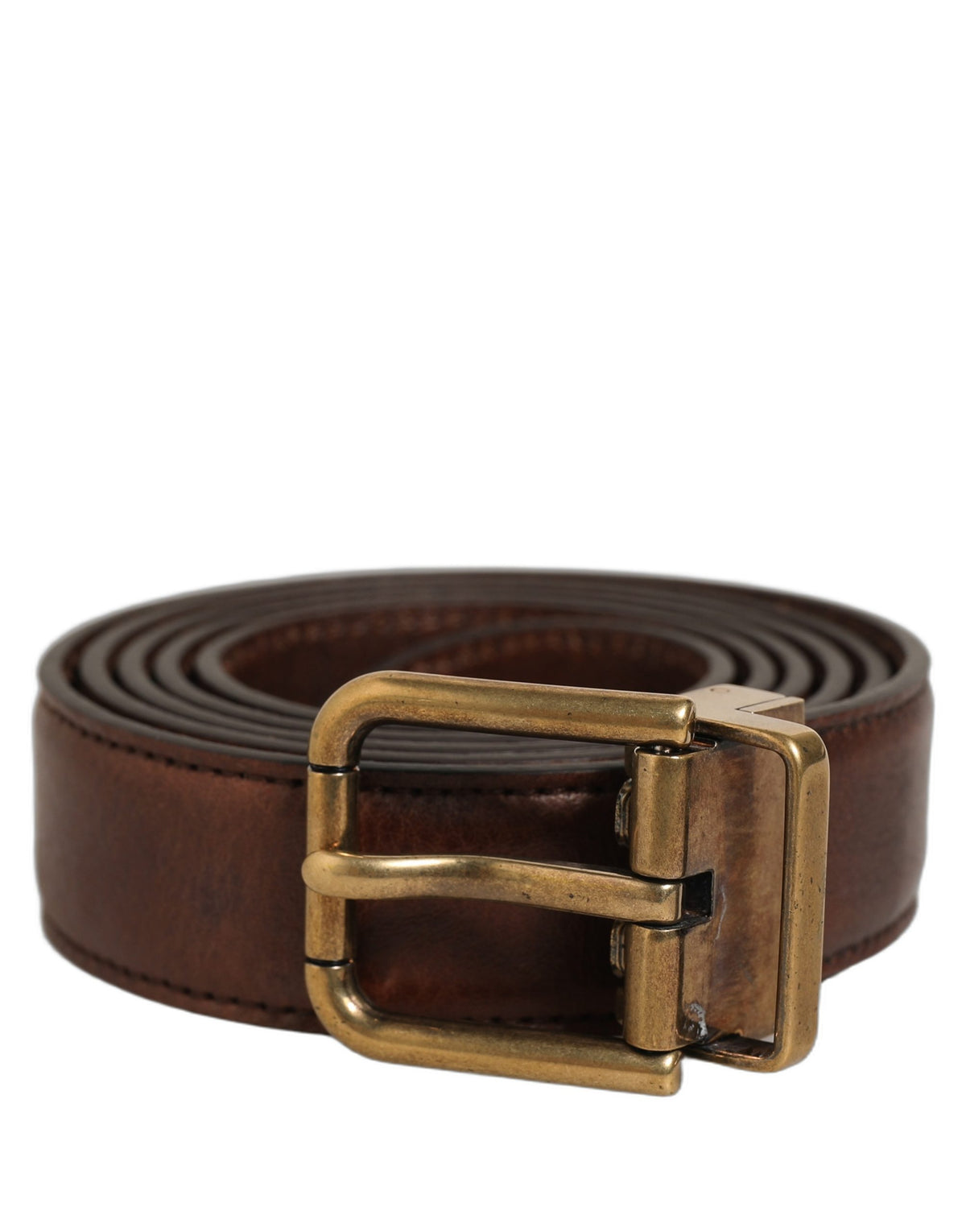 Dolce & Gabbana Brown Leather Gold Tone Metal Buckle Belt braun