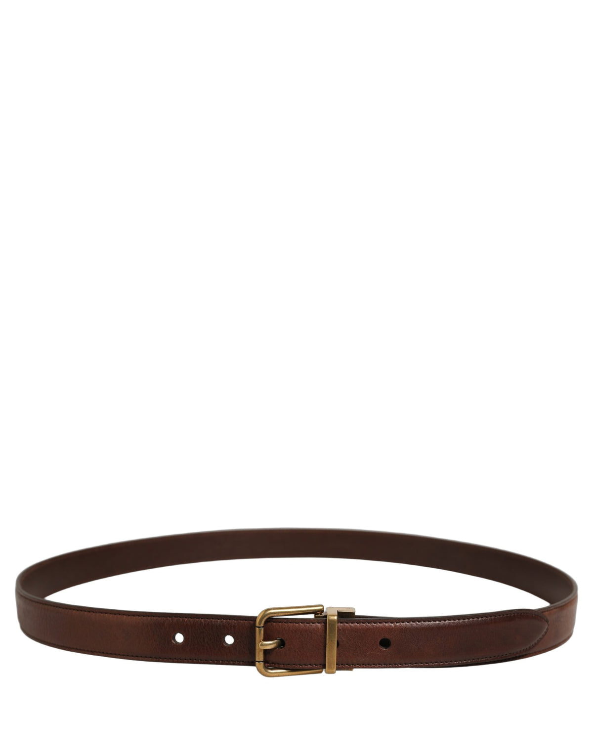 Dolce & Gabbana Brown Leather Gold Tone Metal Buckle Belt braun