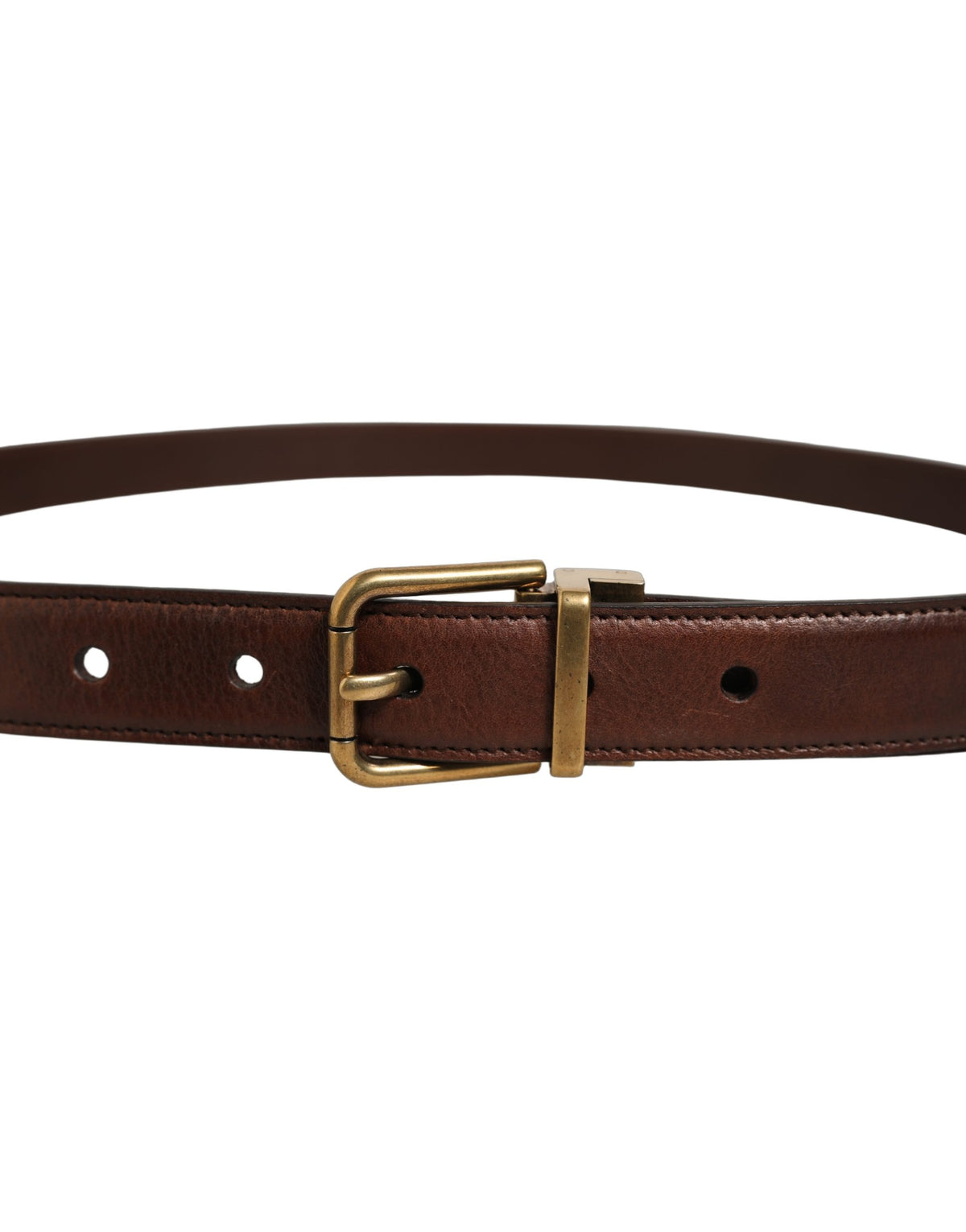 Dolce & Gabbana Brown Leather Gold Tone Metal Buckle Belt braun