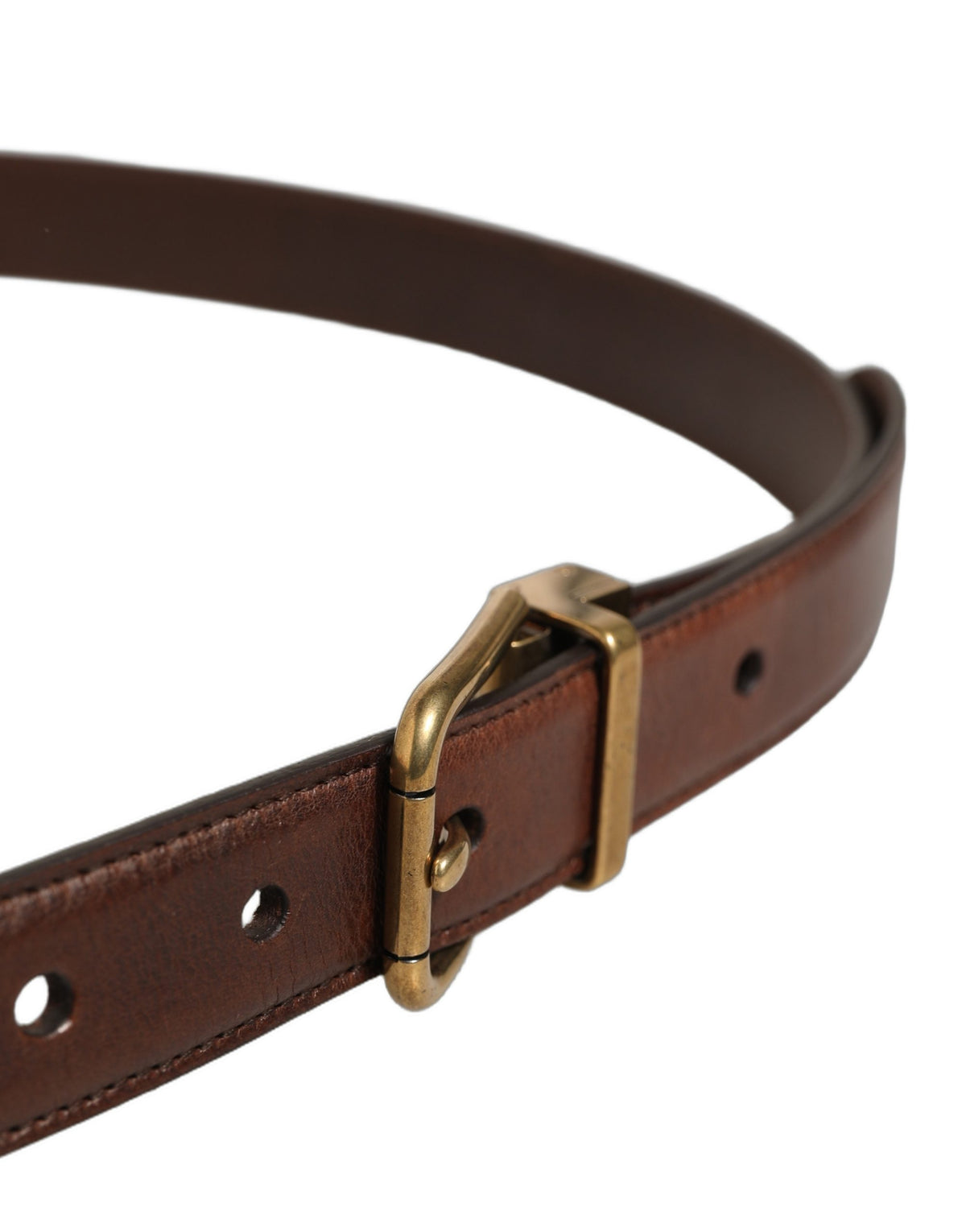 Dolce & Gabbana Brown Leather Gold Tone Metal Buckle Belt braun