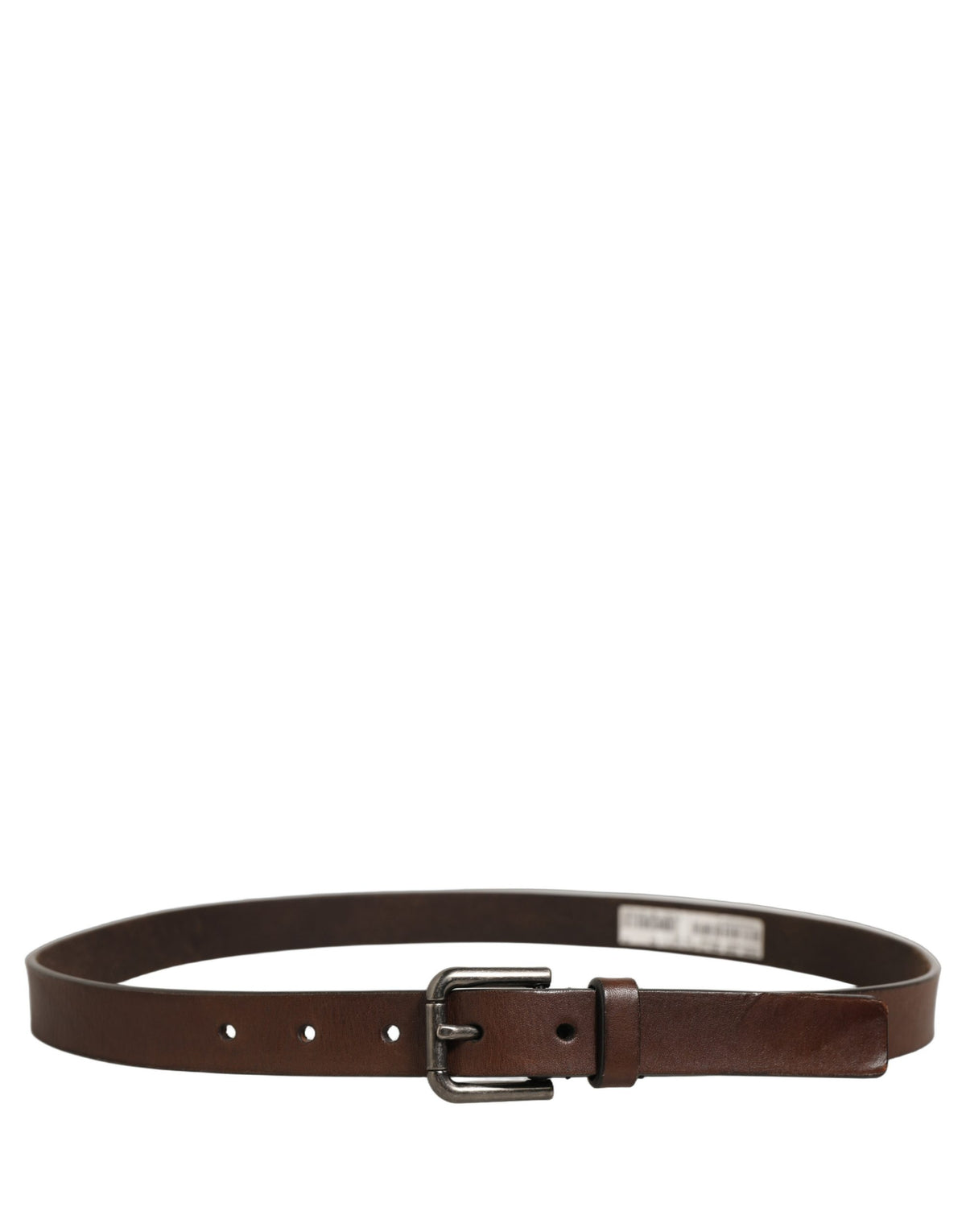 Dolce & Gabbana Brown Leather Silver Tone Metal Buckle Belt braun