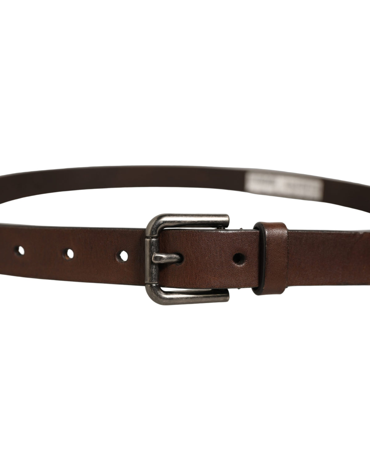Dolce & Gabbana Brown Leather Silver Tone Metal Buckle Belt braun