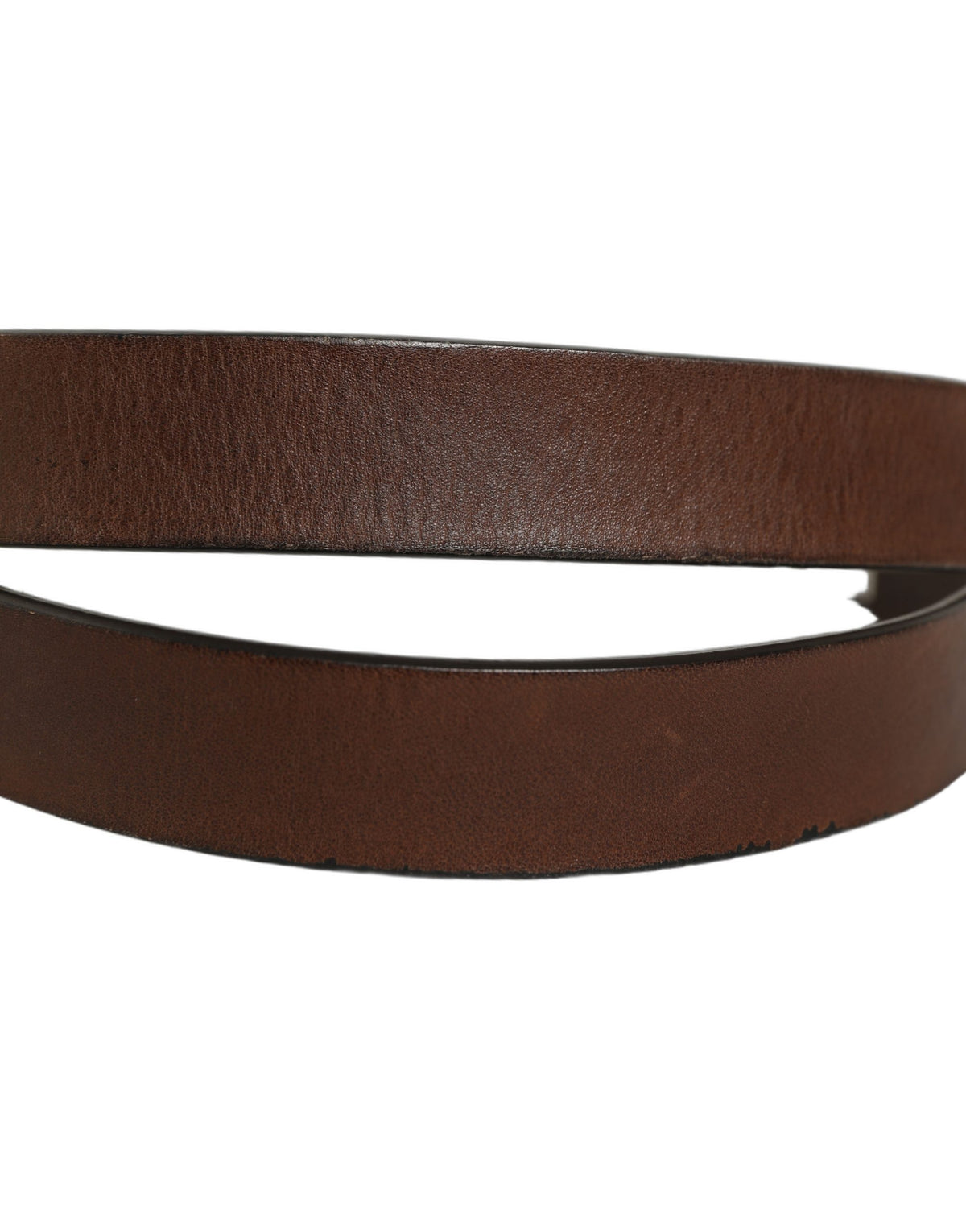 Dolce & Gabbana Brown Leather Silver Tone Metal Buckle Belt braun