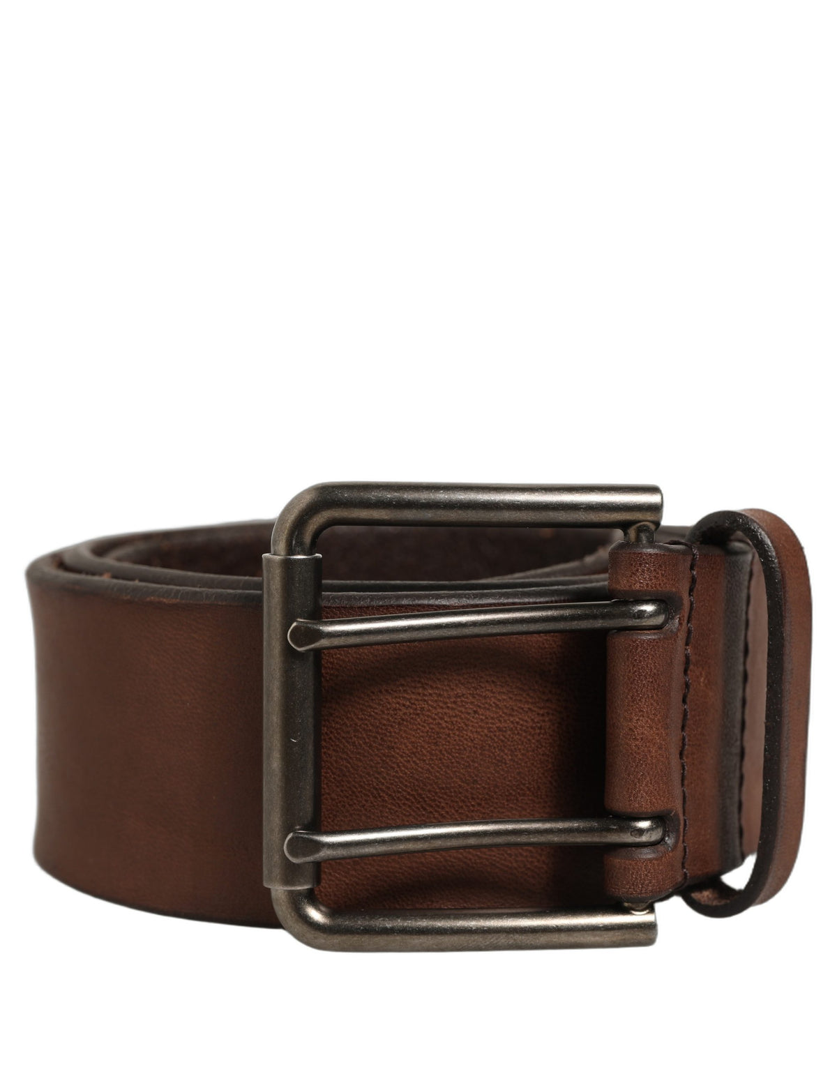 Dolce & Gabbana Belt Brown Leather Double Prong Metal Buckle braun
