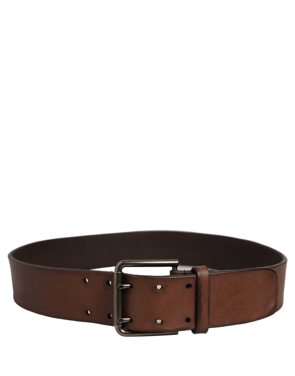 Dolce & Gabbana Belt Brown Leather Double Prong Metal Buckle braun