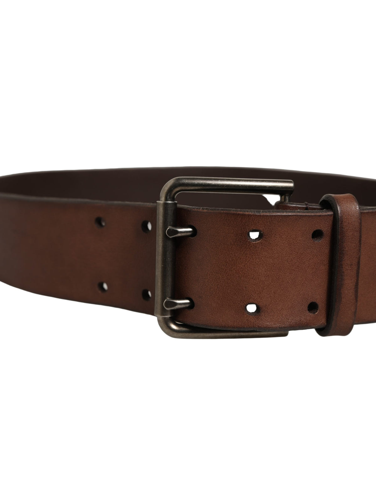 Dolce & Gabbana Belt Brown Leather Double Prong Metal Buckle braun
