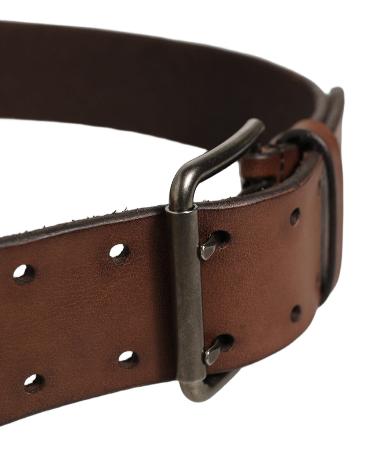 Dolce & Gabbana Belt Brown Leather Double Prong Metal Buckle braun