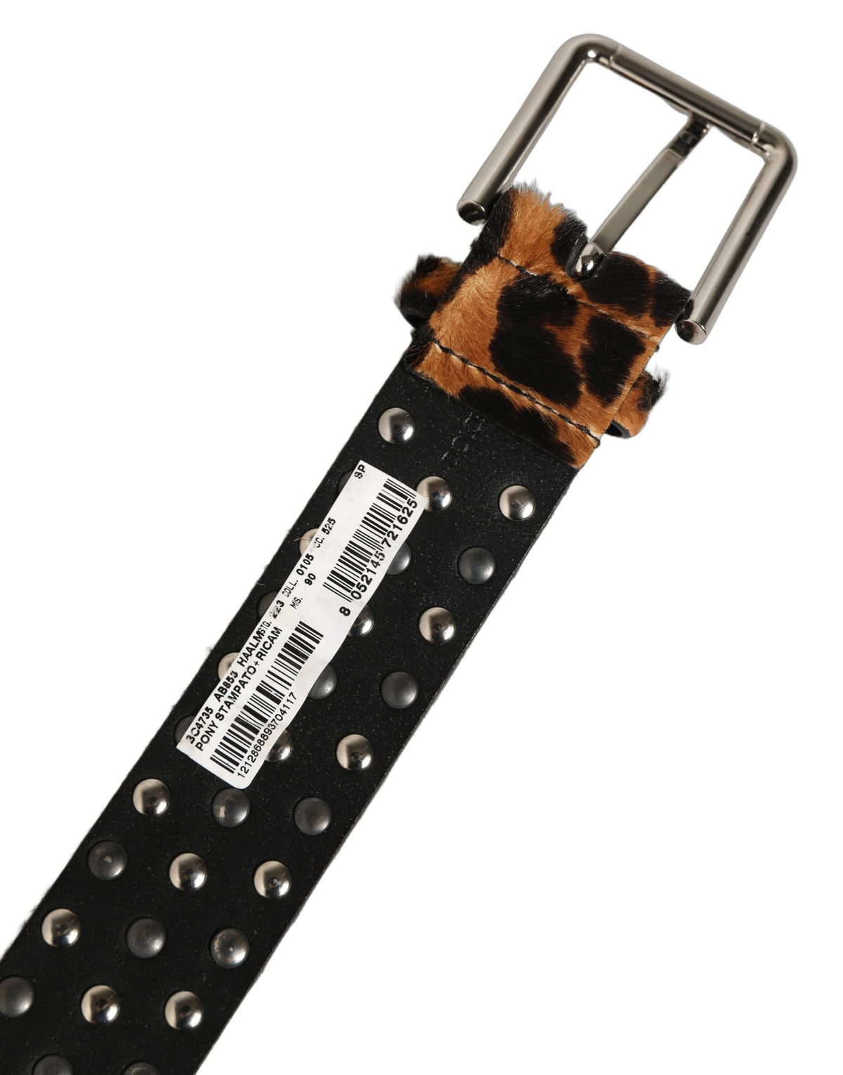 Dolce & Gabbana Brown Leopard Hair Studs Metal Buckle Belt braun