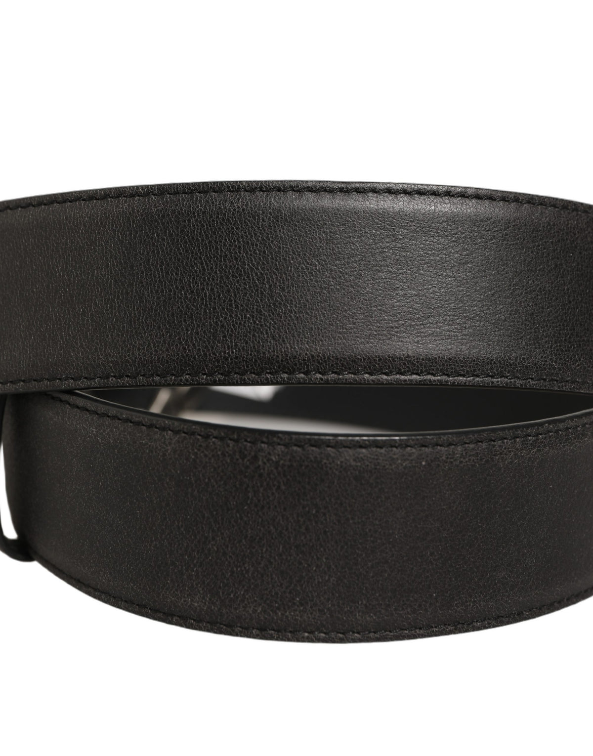 Dolce & Gabbana Black Leather Anchor Logo Metal Buckle Belt schwarz