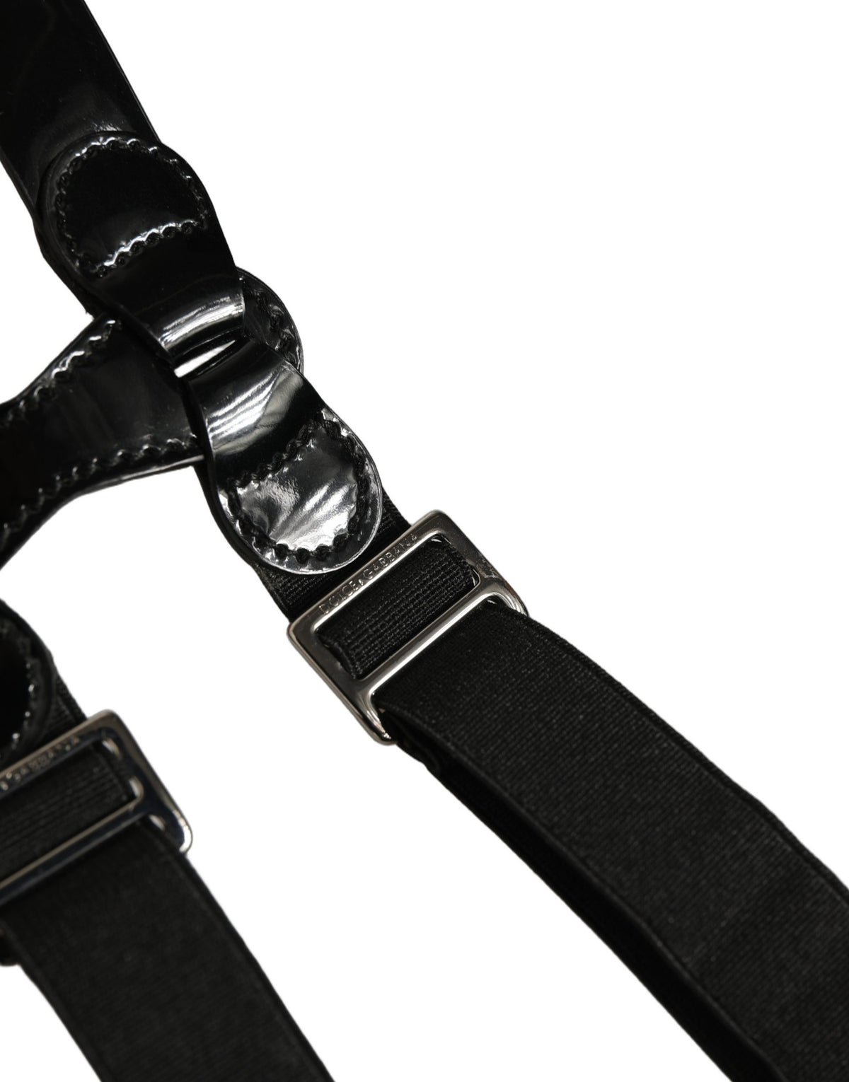 Dolce & Gabbana Black Adjustable Silver Metal Clips Suspenders schwarz