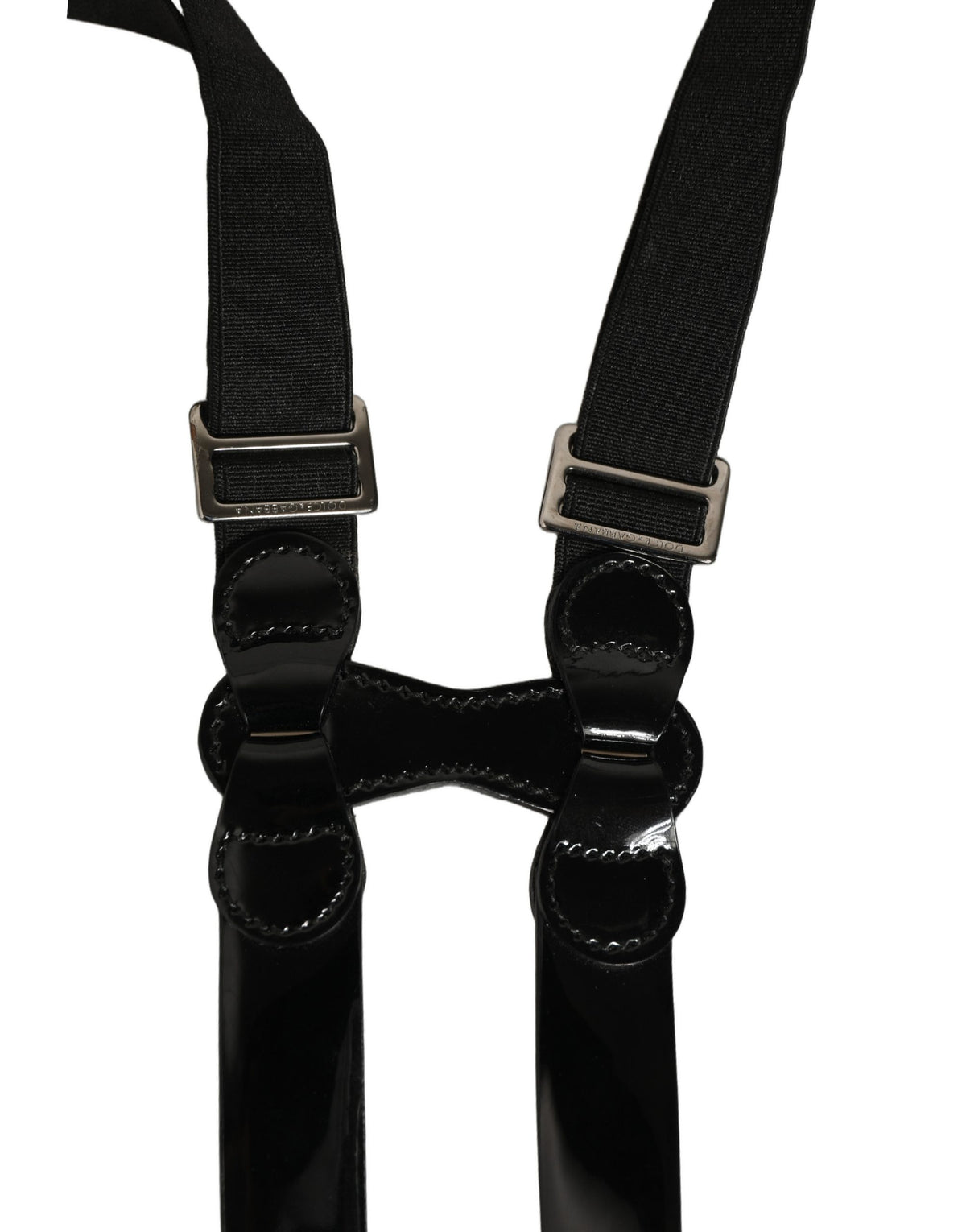 Dolce & Gabbana Black Adjustable Silver Metal Clips Suspenders schwarz