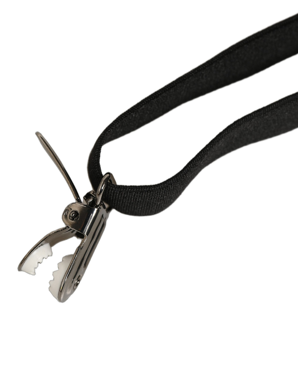 Dolce & Gabbana Black Adjustable Silver Metal Clips Suspenders schwarz